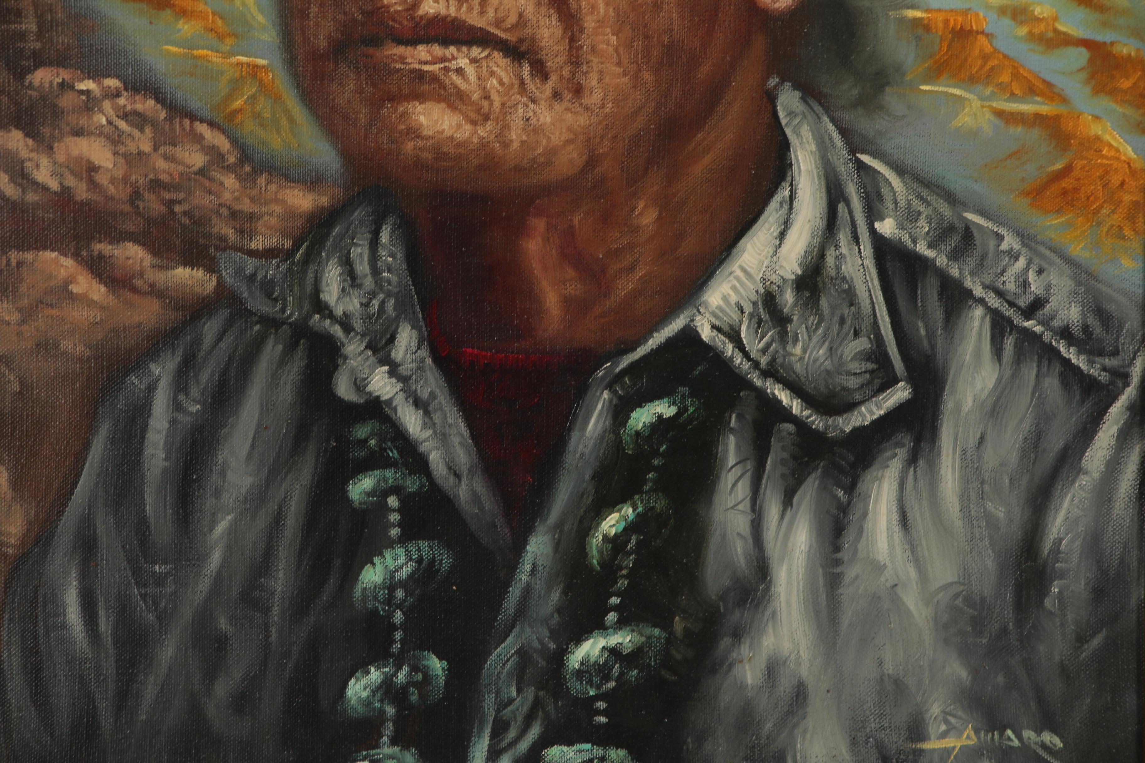 Portrait Oil Painting of Native American Man