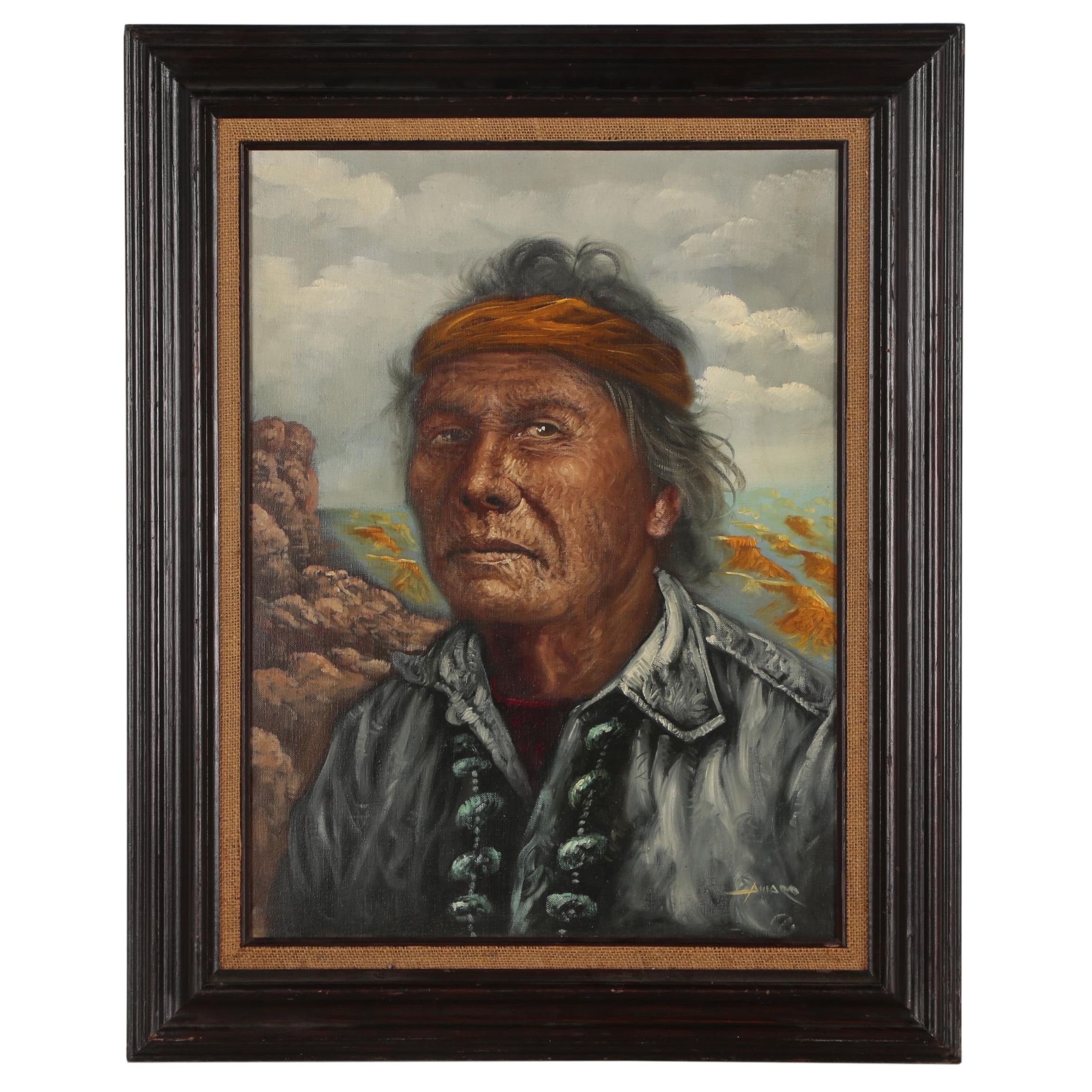 Portrait Oil Painting of Native American Man