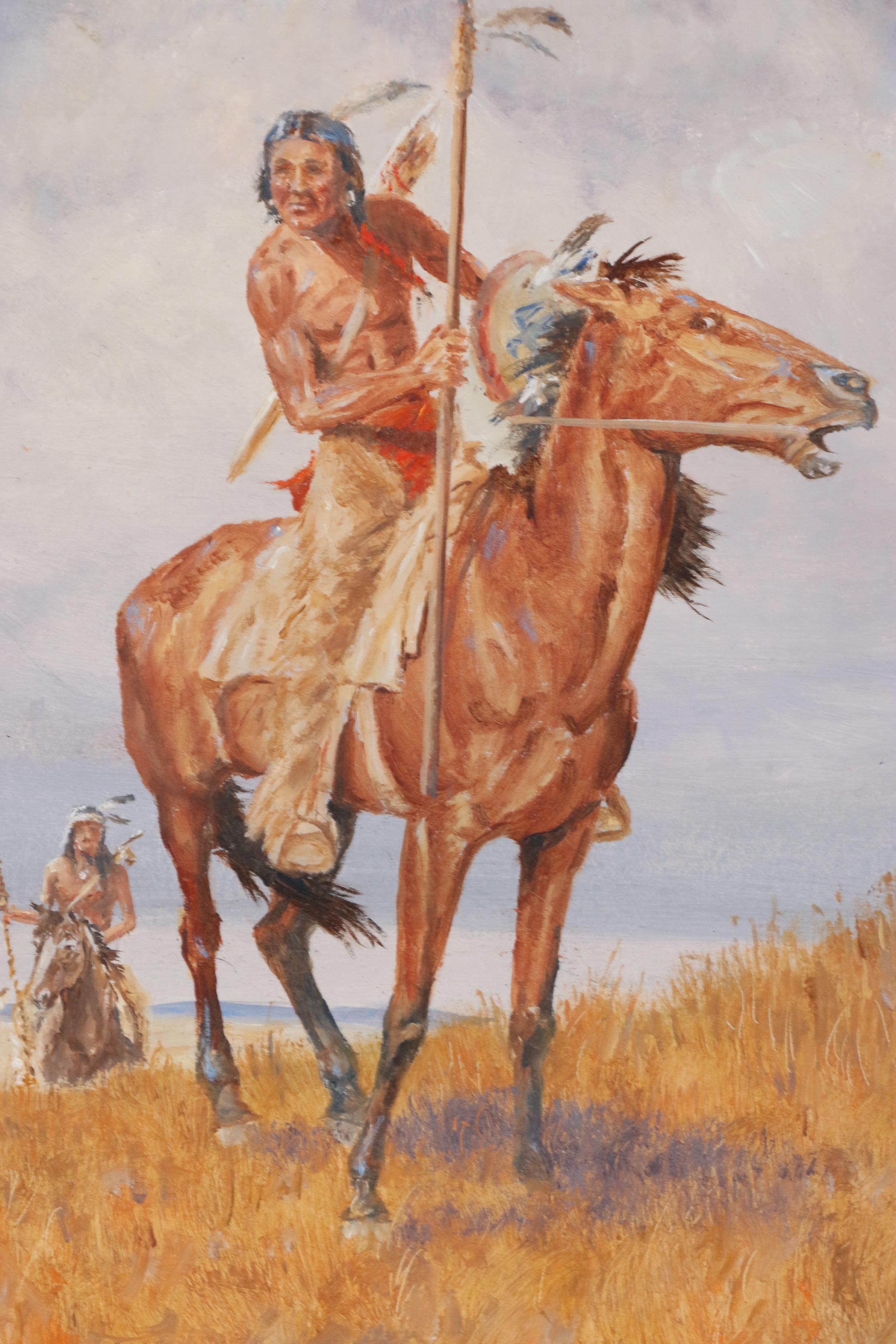 Clyde Heron Oil Painting of Native Americans on Horseback