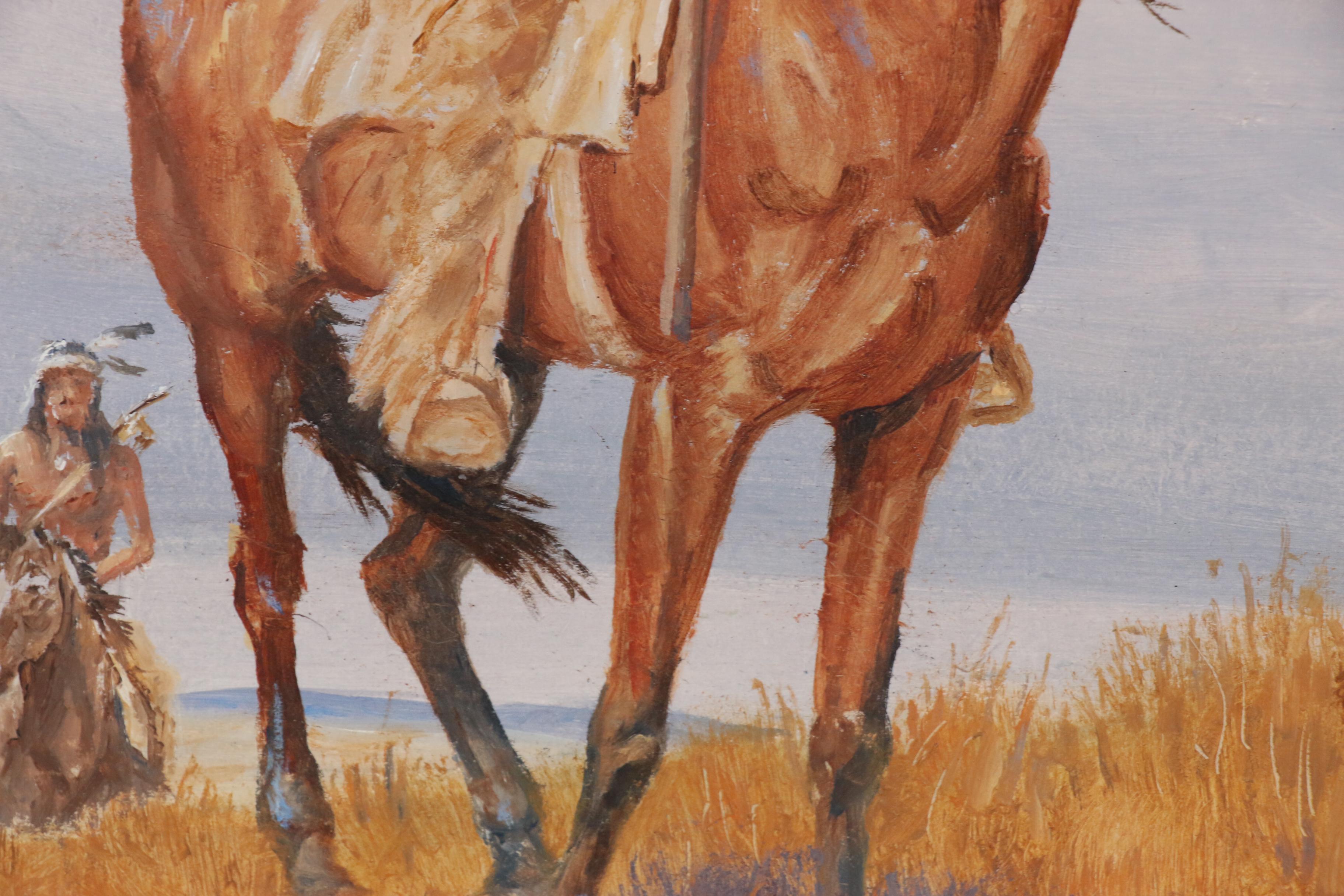 Clyde Heron Oil Painting of Native Americans on Horseback