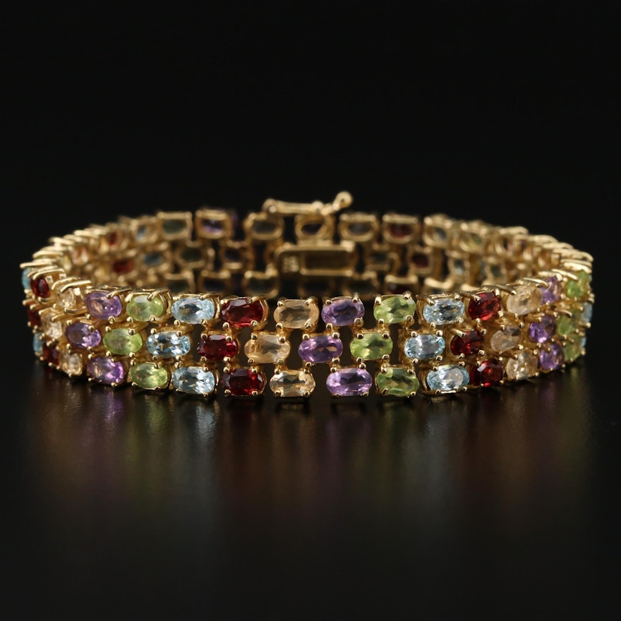 Gemstone Bracelet with Garnet, Topaz and Peridot