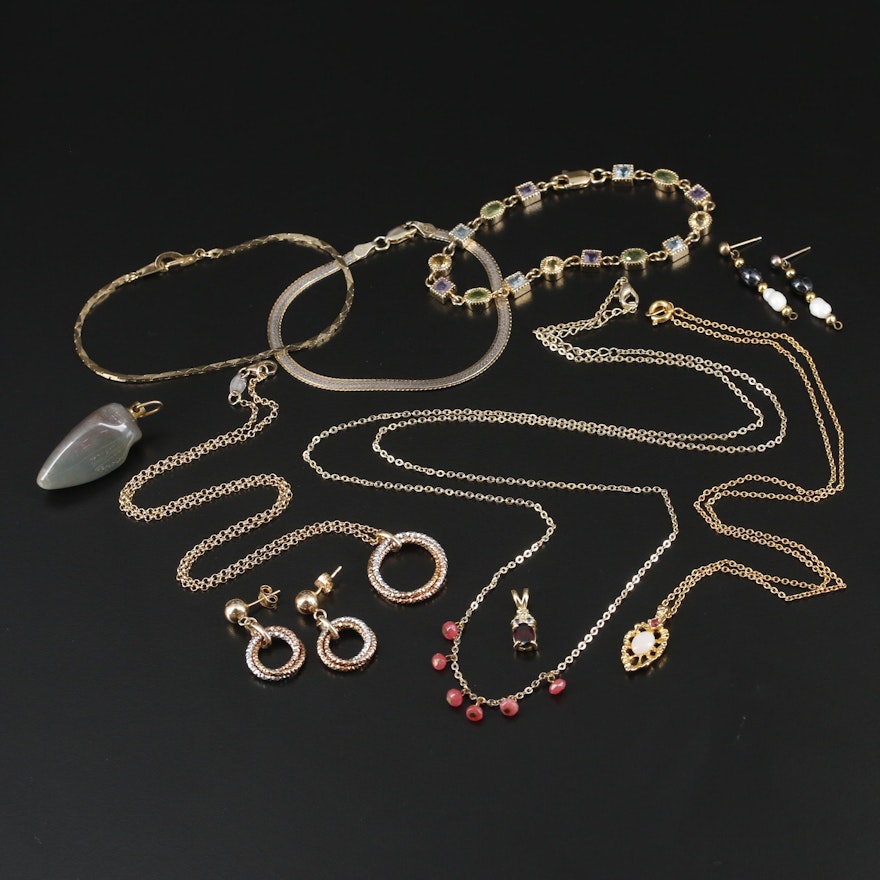 Sterling Silver Jewelry with Agate, Rhodolite Garnet and Peridot