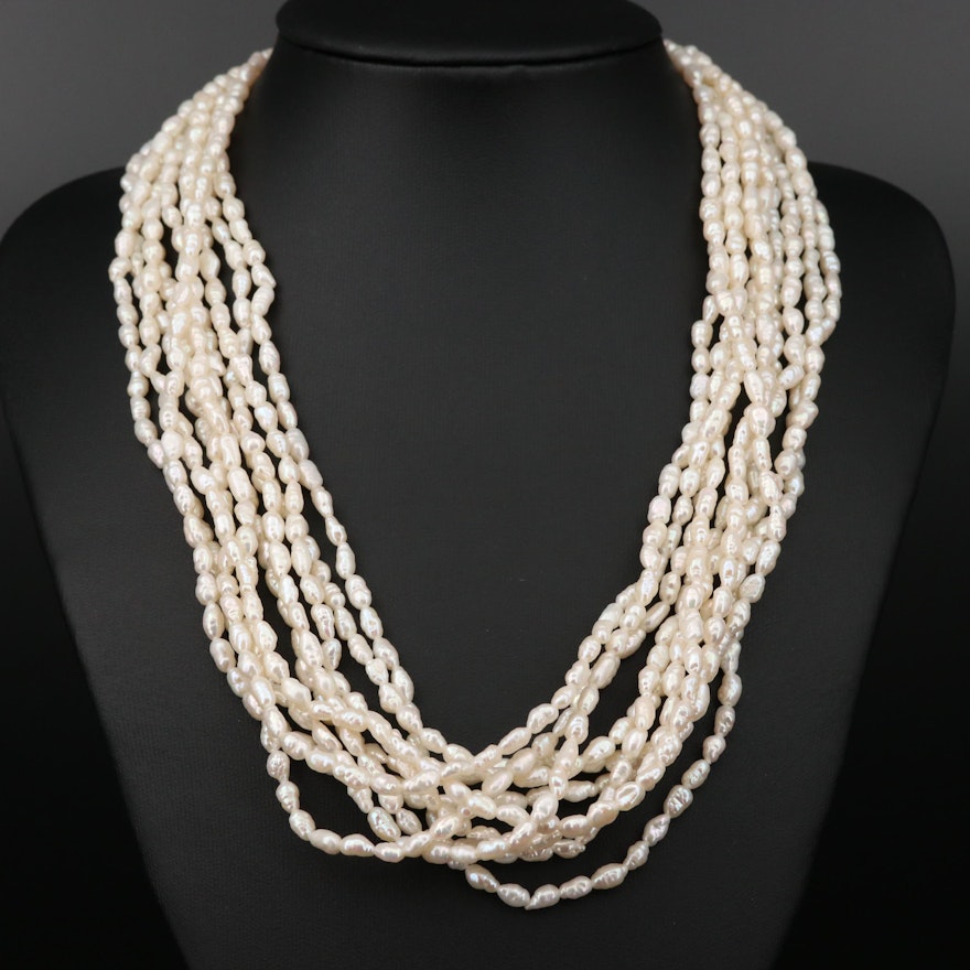 14K Gold Multi-Strand Pearl Necklace