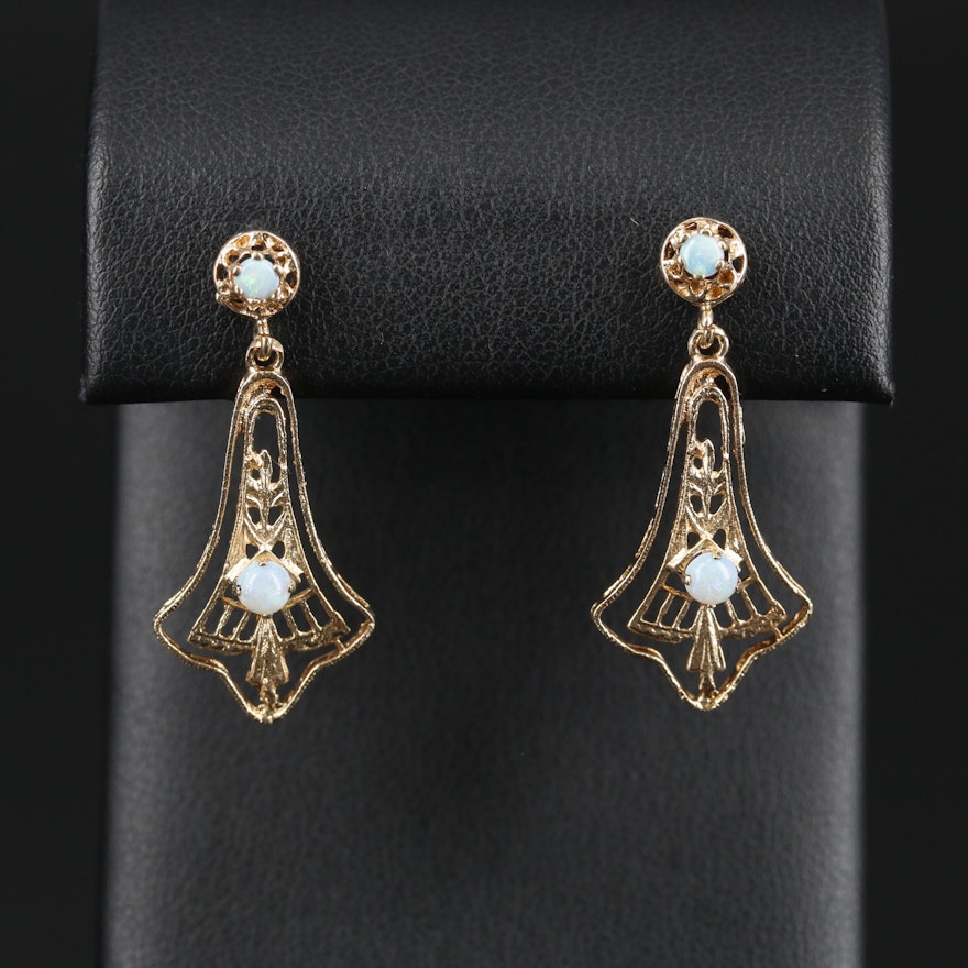 Antique Style 14K Opal Earrings