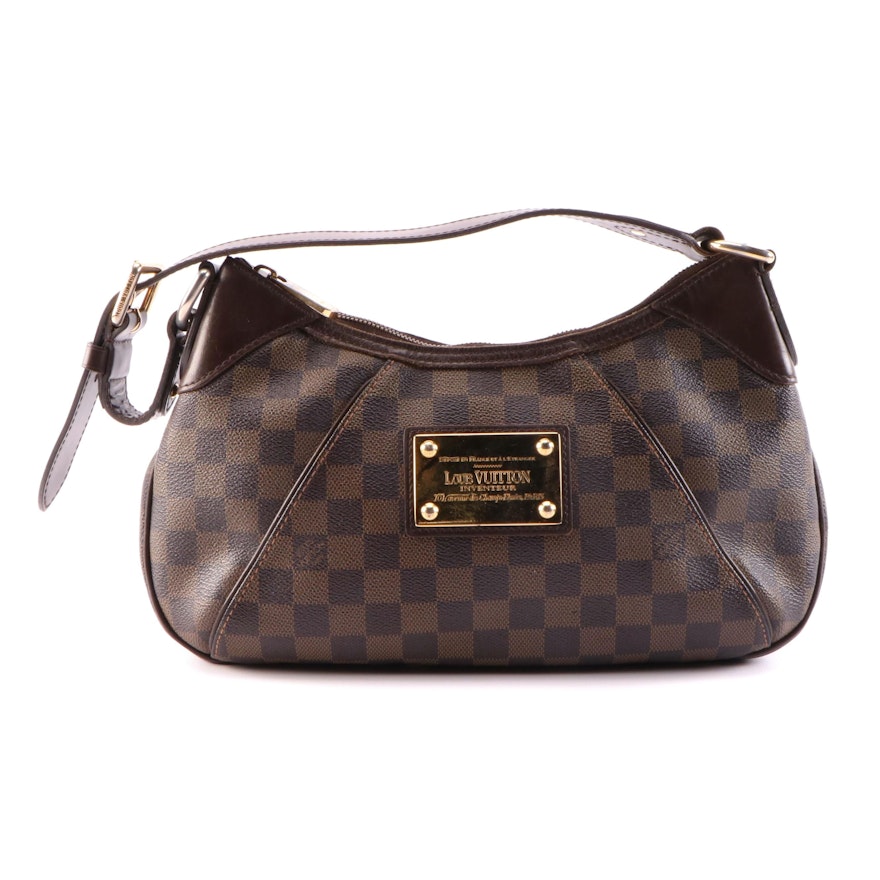 Louis Vuitton Thames Shoulder Bag in Damier Ebene Coated Canvas and Leather