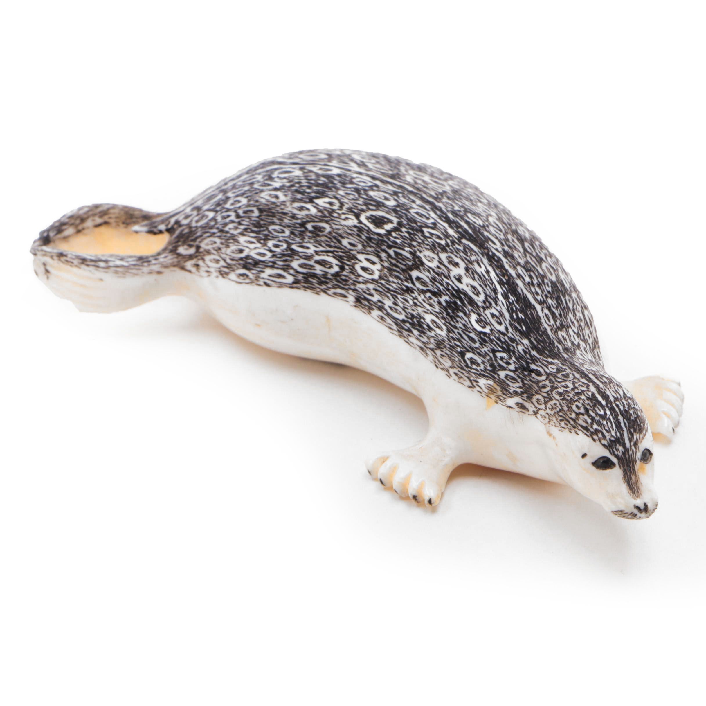 Inuit Carved and Scrimshaw Walrus Ivory Seal