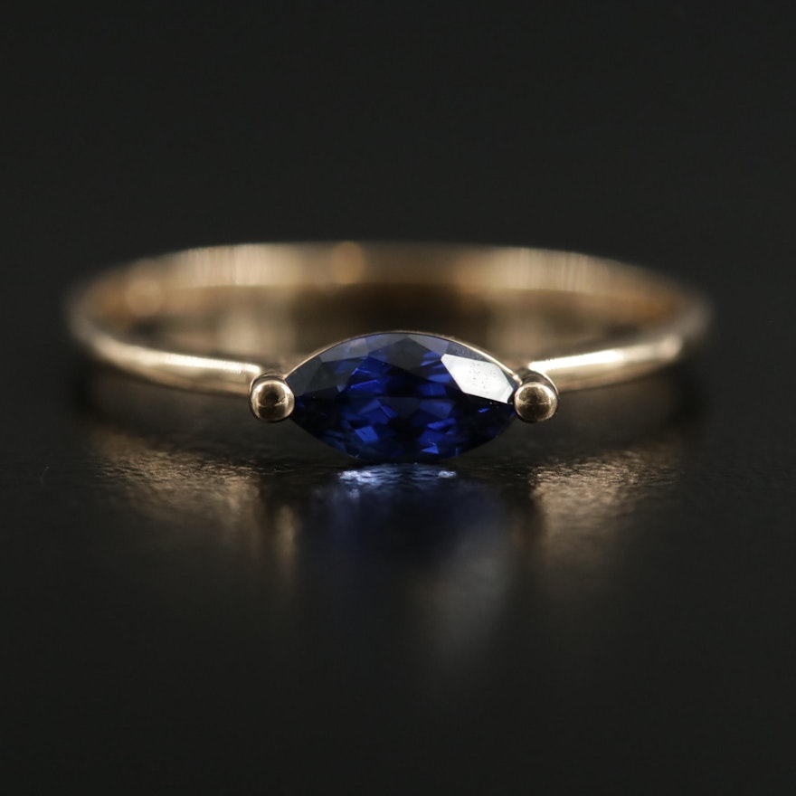14K Yellow Gold Sapphire Ring