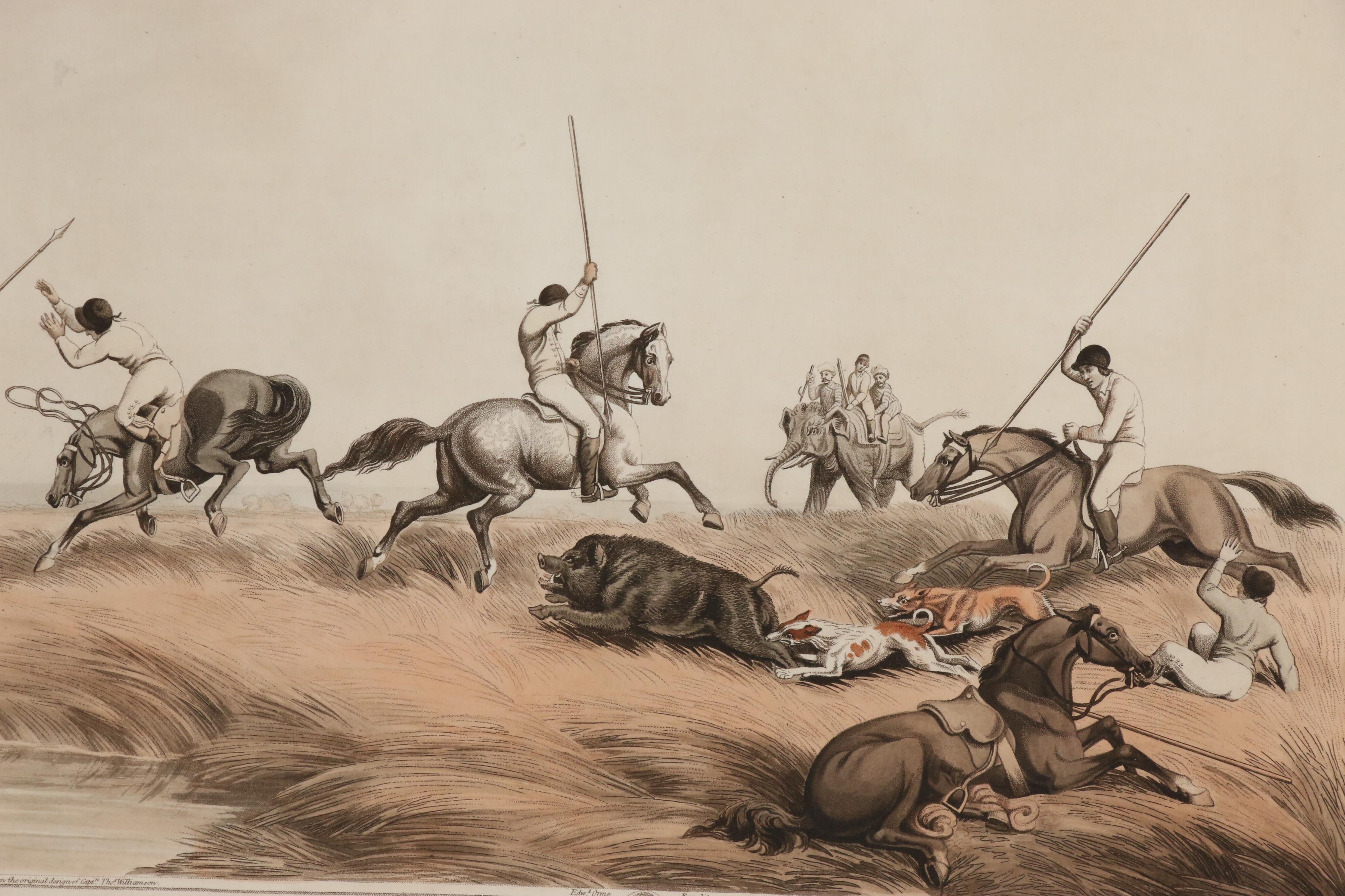 Lithograph with Stipple Engraving after Samuel Howitt "The Hog at Bay"