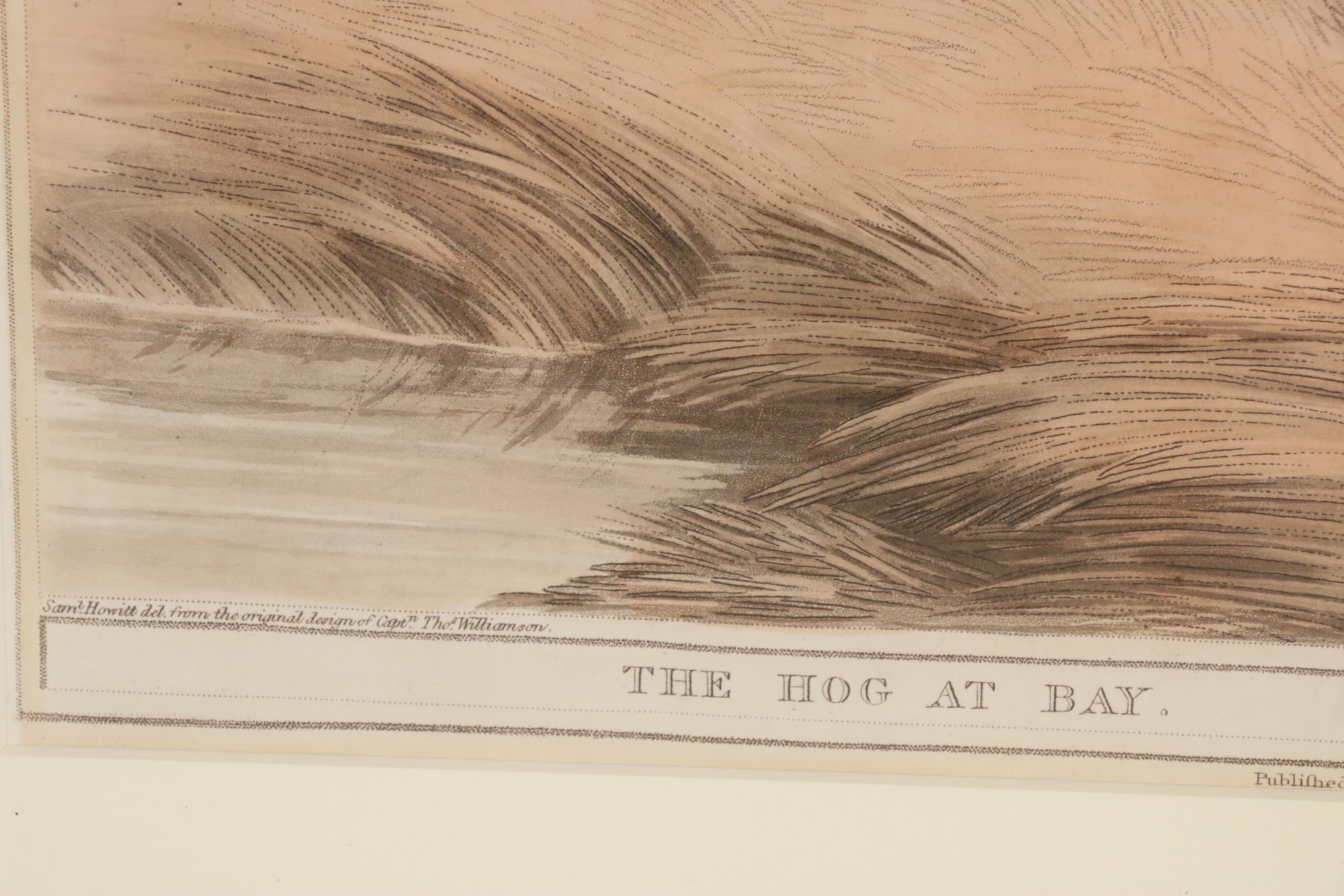 Lithograph with Stipple Engraving after Samuel Howitt "The Hog at Bay"