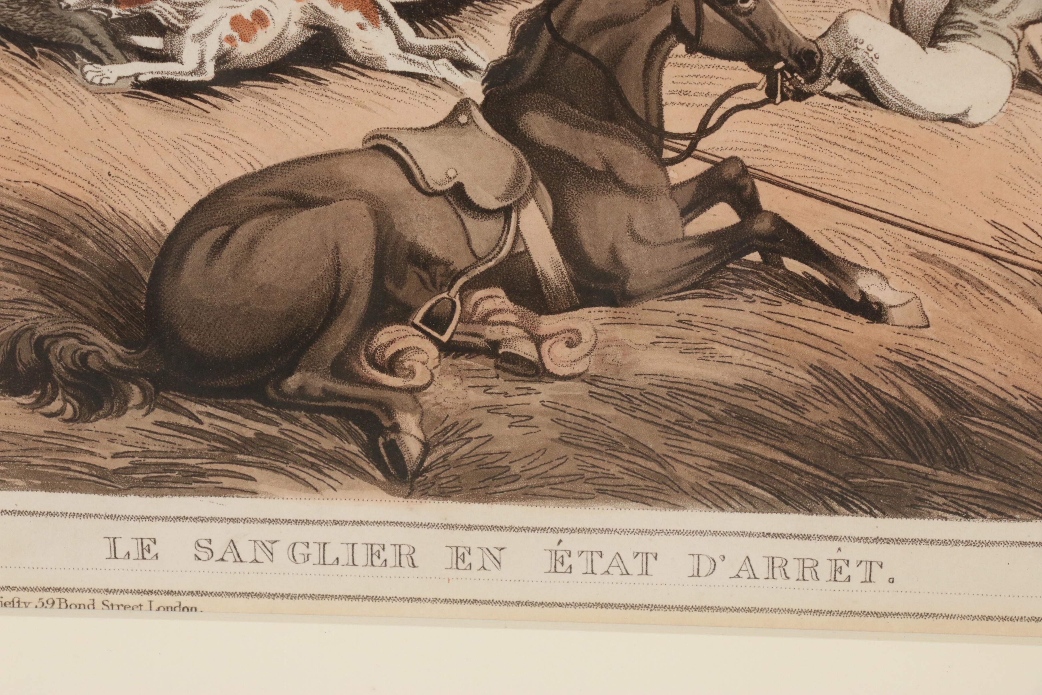 Lithograph with Stipple Engraving after Samuel Howitt "The Hog at Bay"