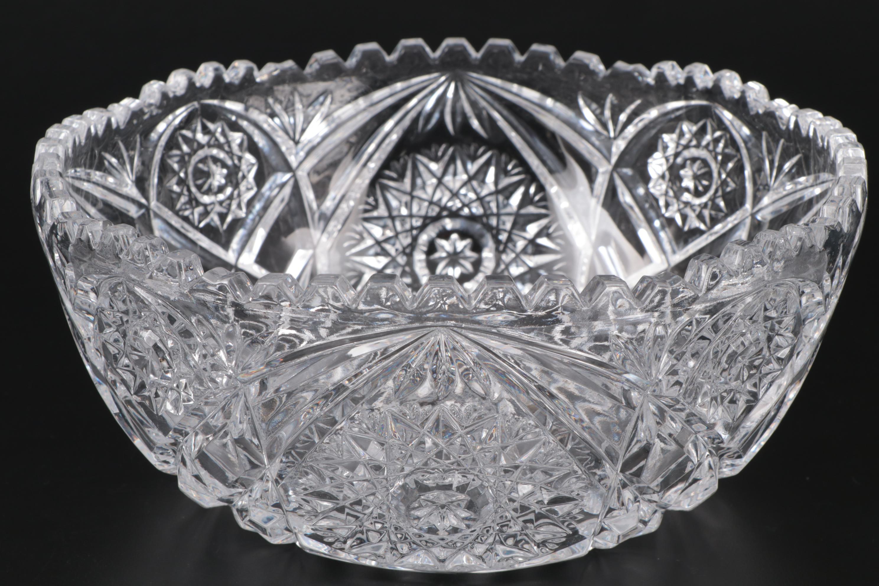 Waterford Crystal "Lismore" Bowl with American Brilliant Cut Glass Bowls