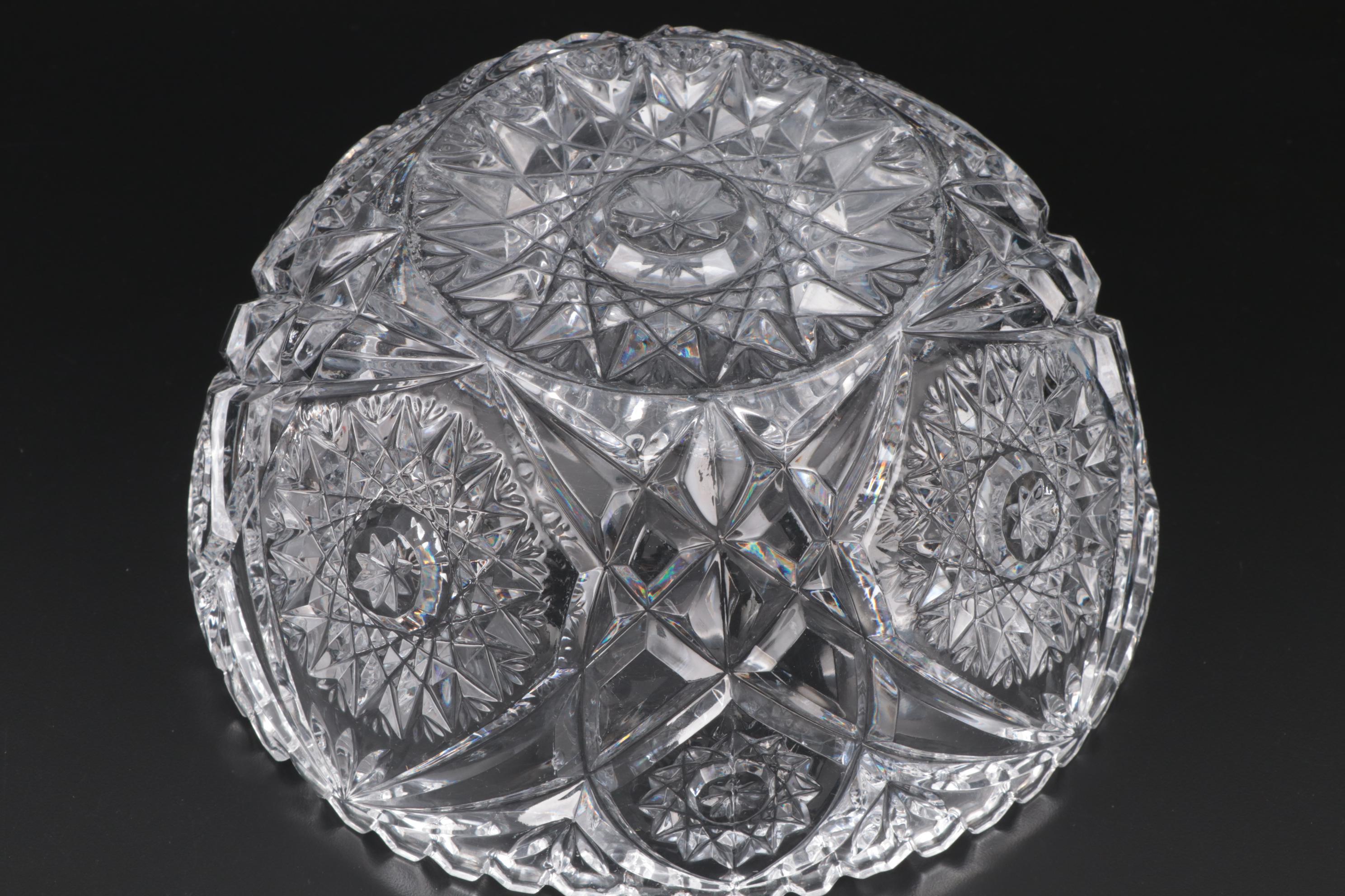 Waterford Crystal "Lismore" Bowl with American Brilliant Cut Glass Bowls