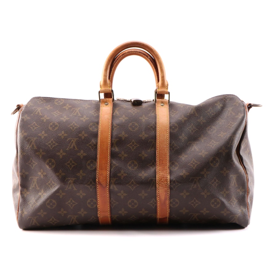 Louis Vuitton Keepall 45 in Monogram Coated Canvas and Vachetta Leather