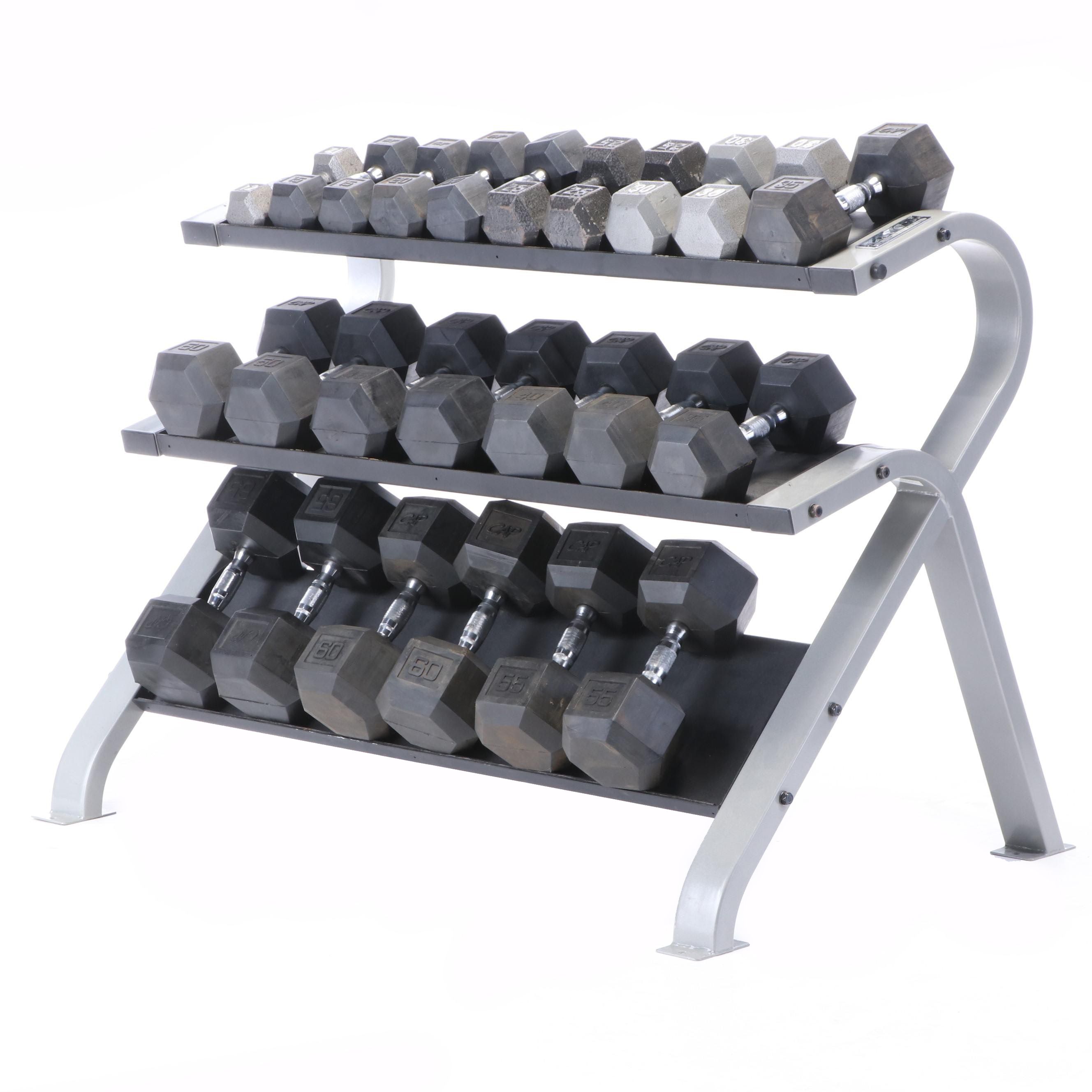 CAP Barbell 600 Hex Dumbbell Set with TKO Strength Stand EBTH