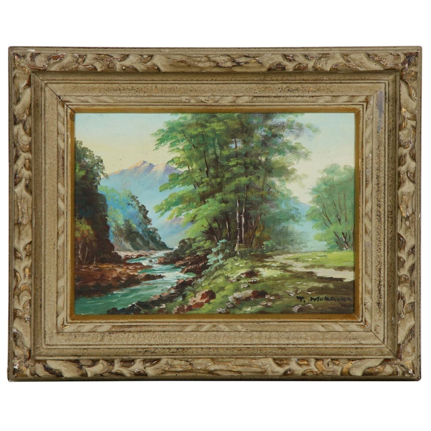 Mountain Stream Landscape Oil Painting