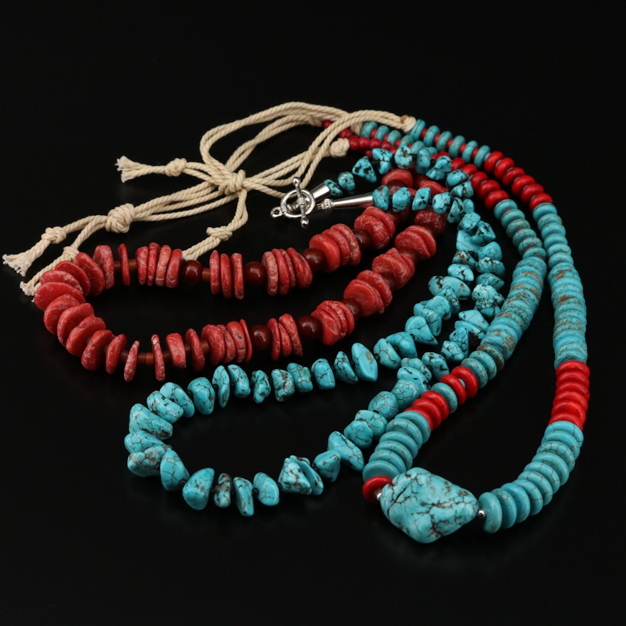 Southwestern Necklaces Featuring Turquoise, Black Onyx and Magnesite