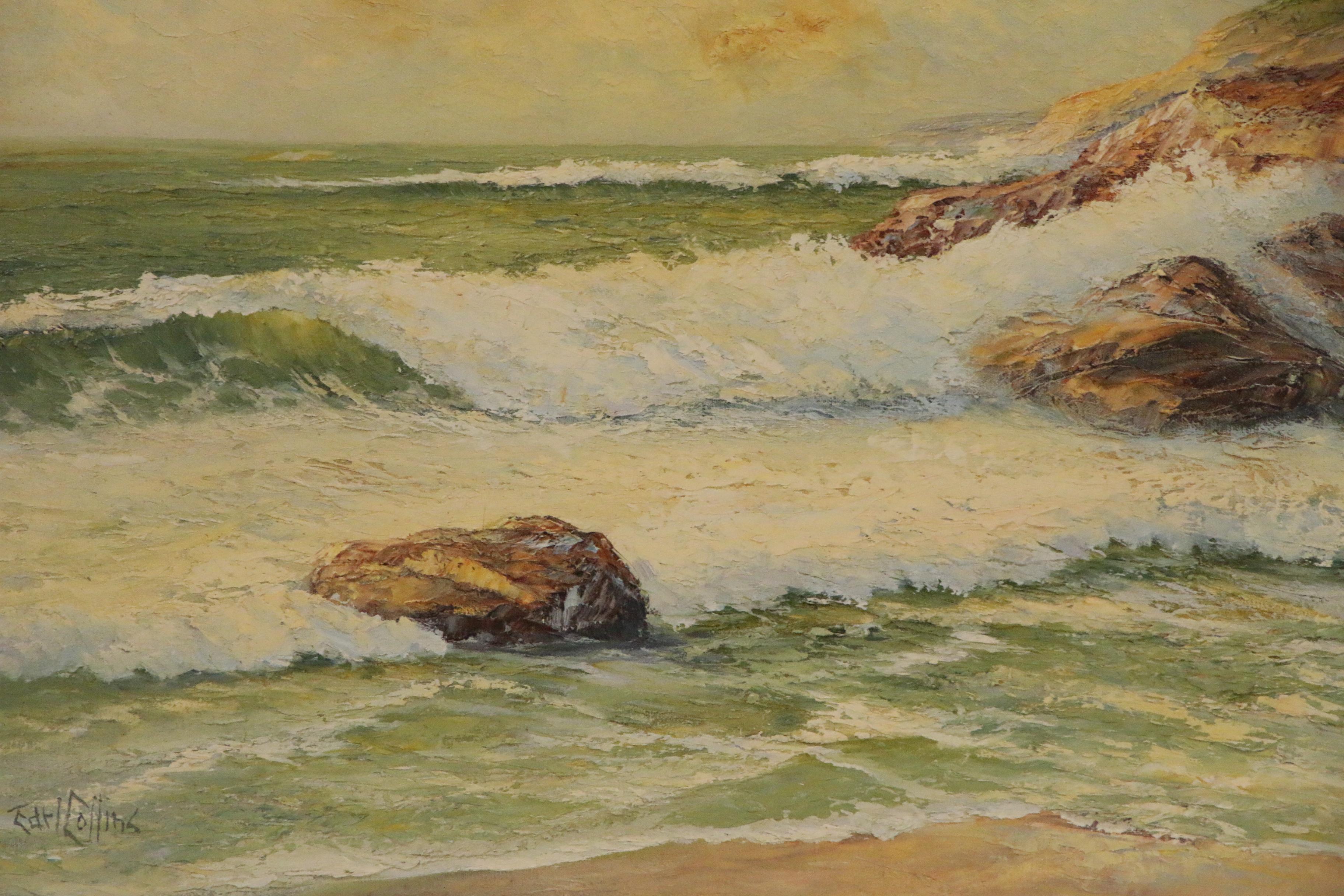 Earl Collins Seascape Oil Painting, Late 20th Century