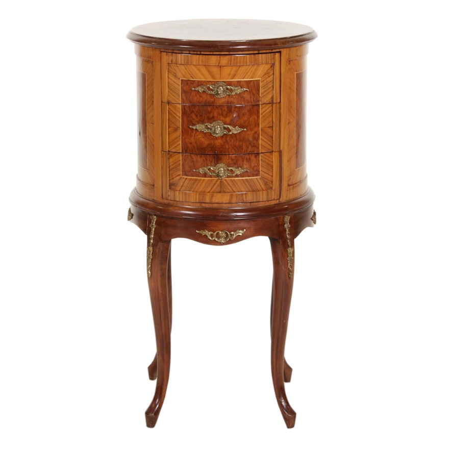 Louis XV Style Gilt Metal-Mounted Burl Wood Inlay Side Table