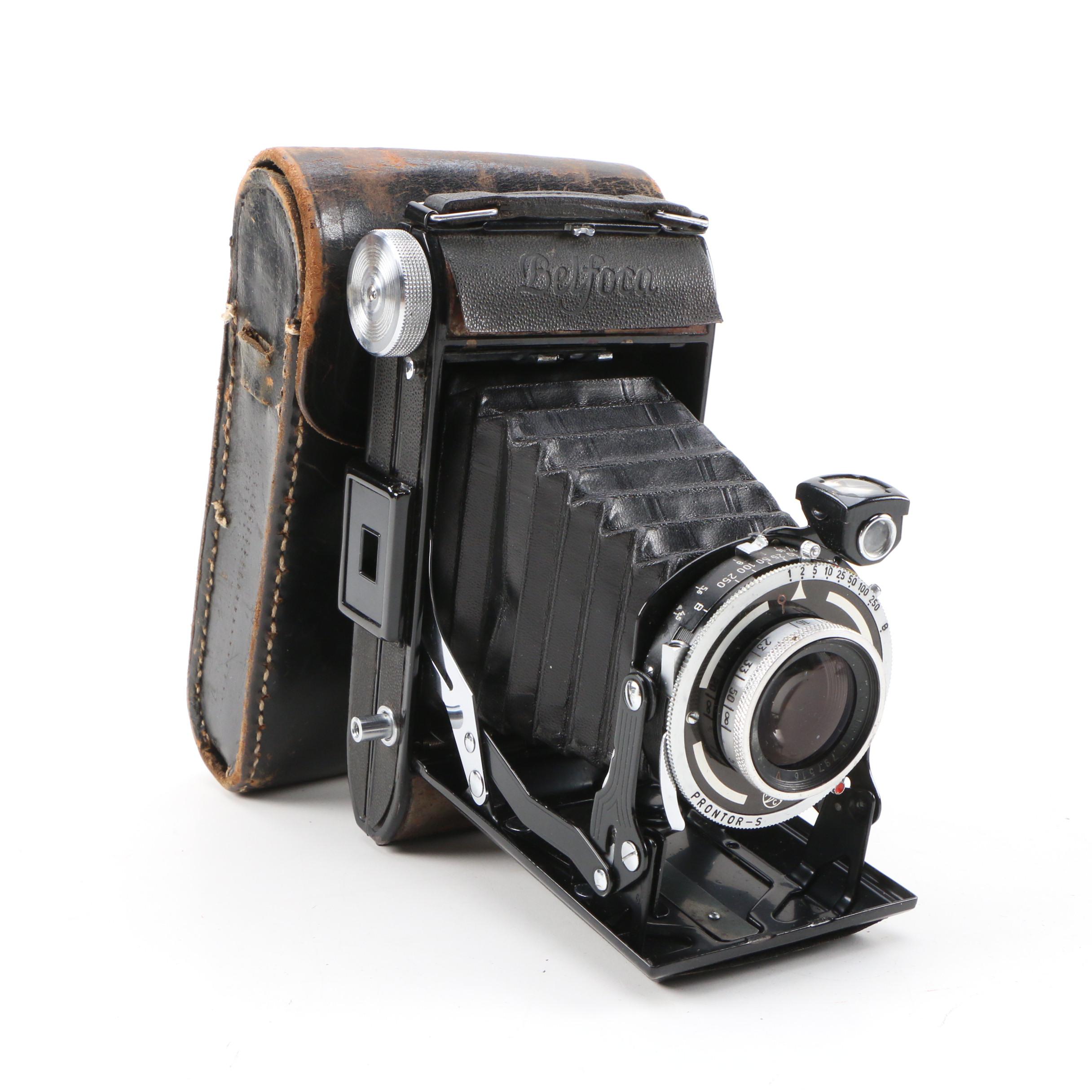 Belfoca and Wirgin Folding Cameras with Leather Cases