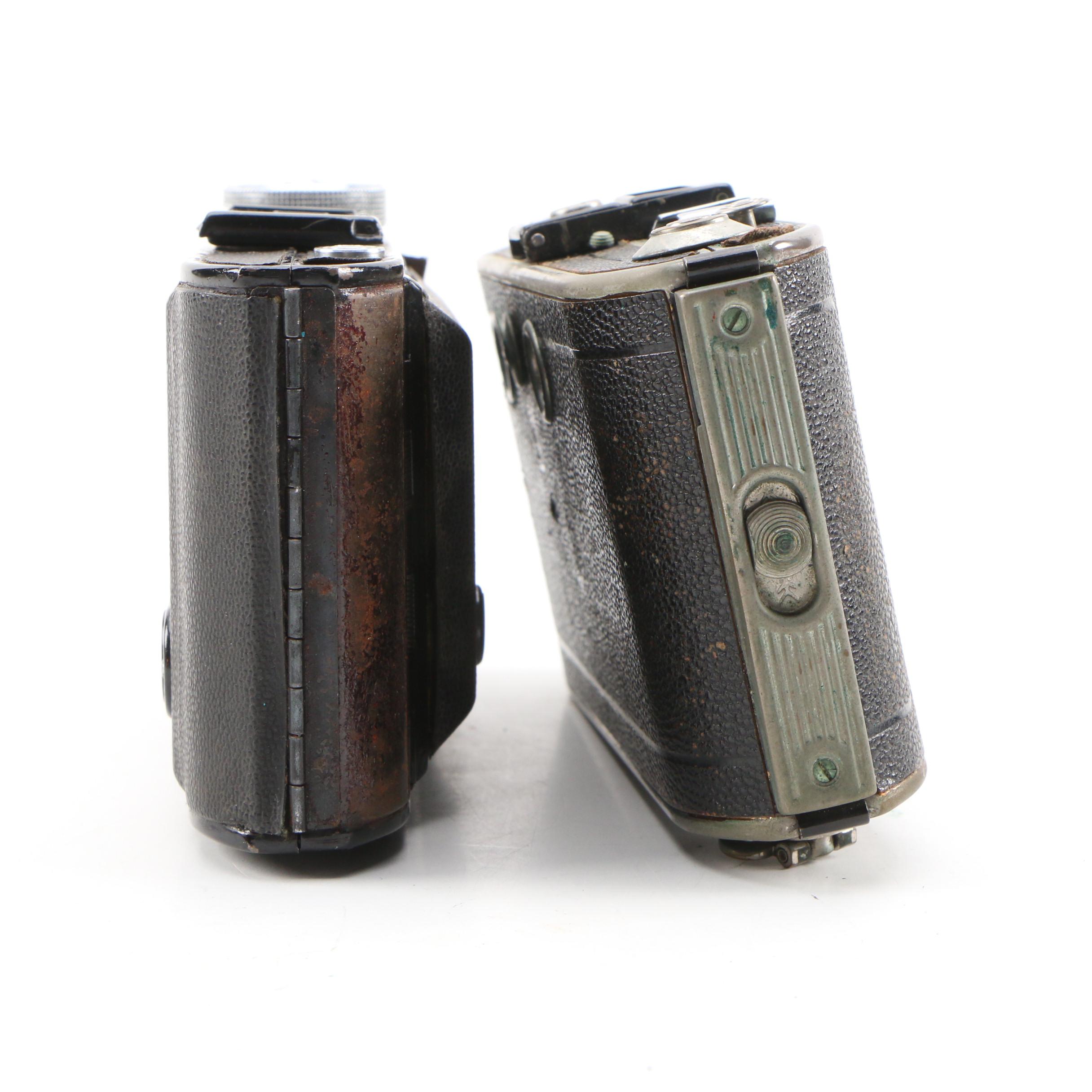 Belfoca and Wirgin Folding Cameras with Leather Cases