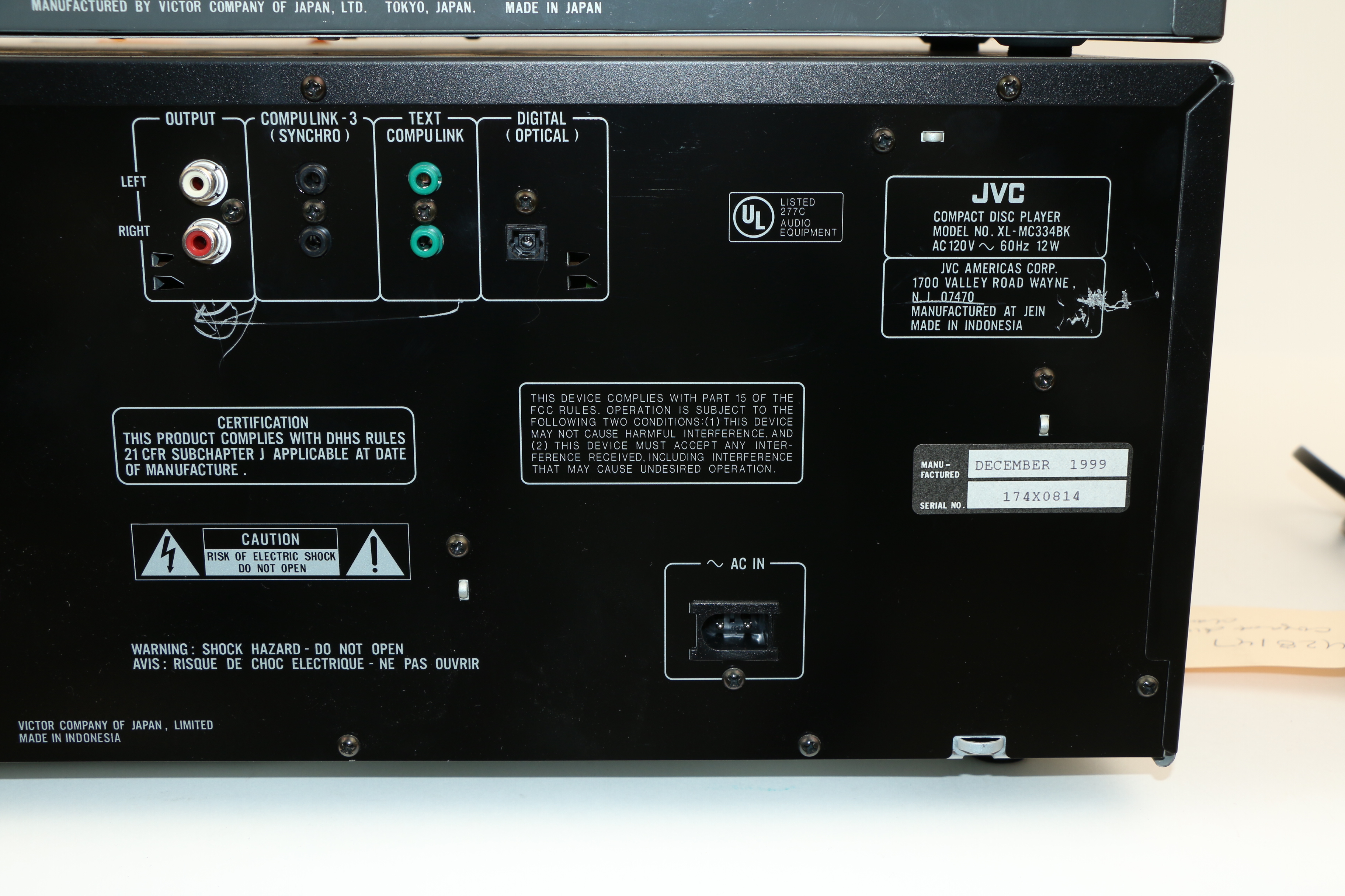 JVC Compact Disk Automatic Changer and Stereo Cassette Deck