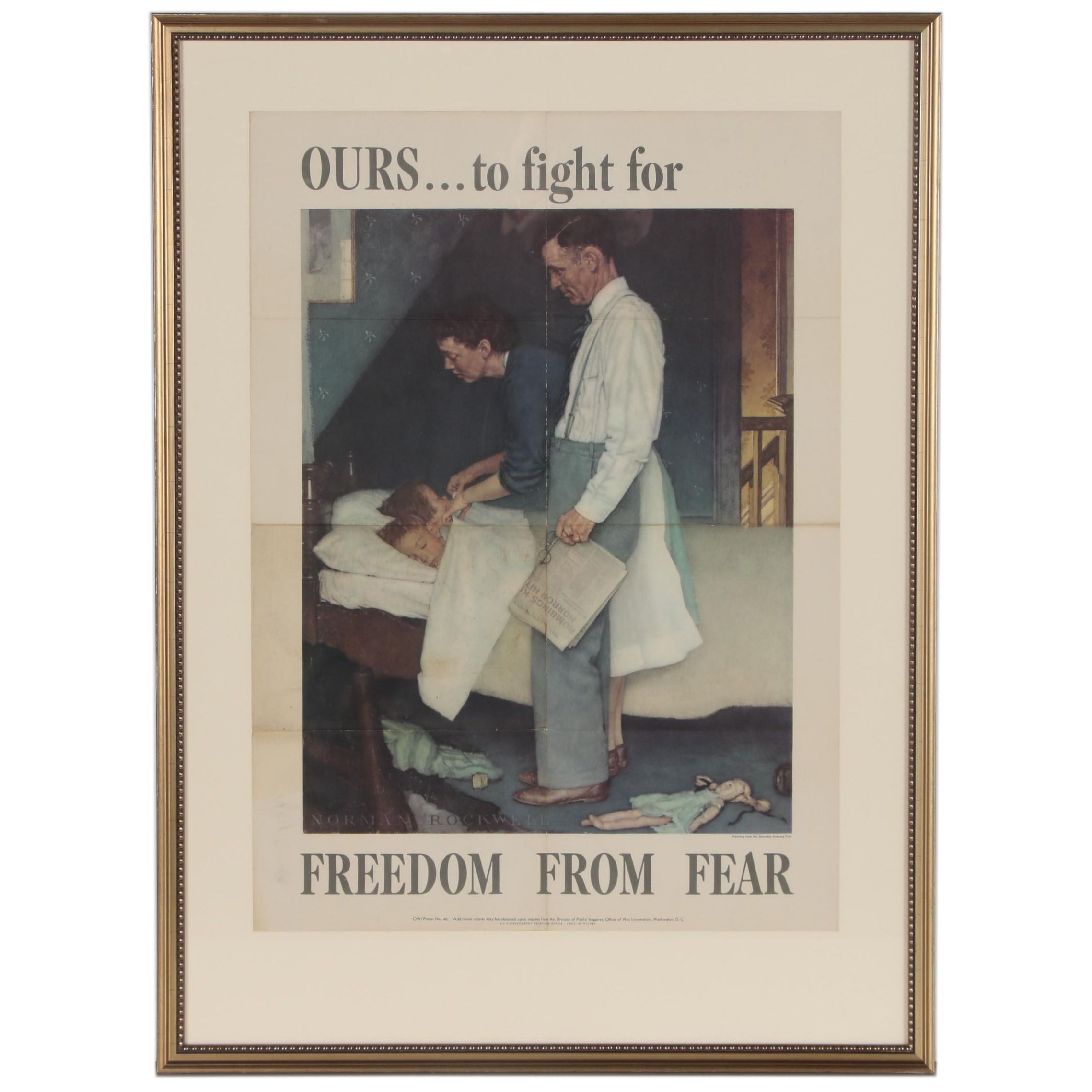 Designed by Norman Rockewell Poster "Freedom from Fear", 1943