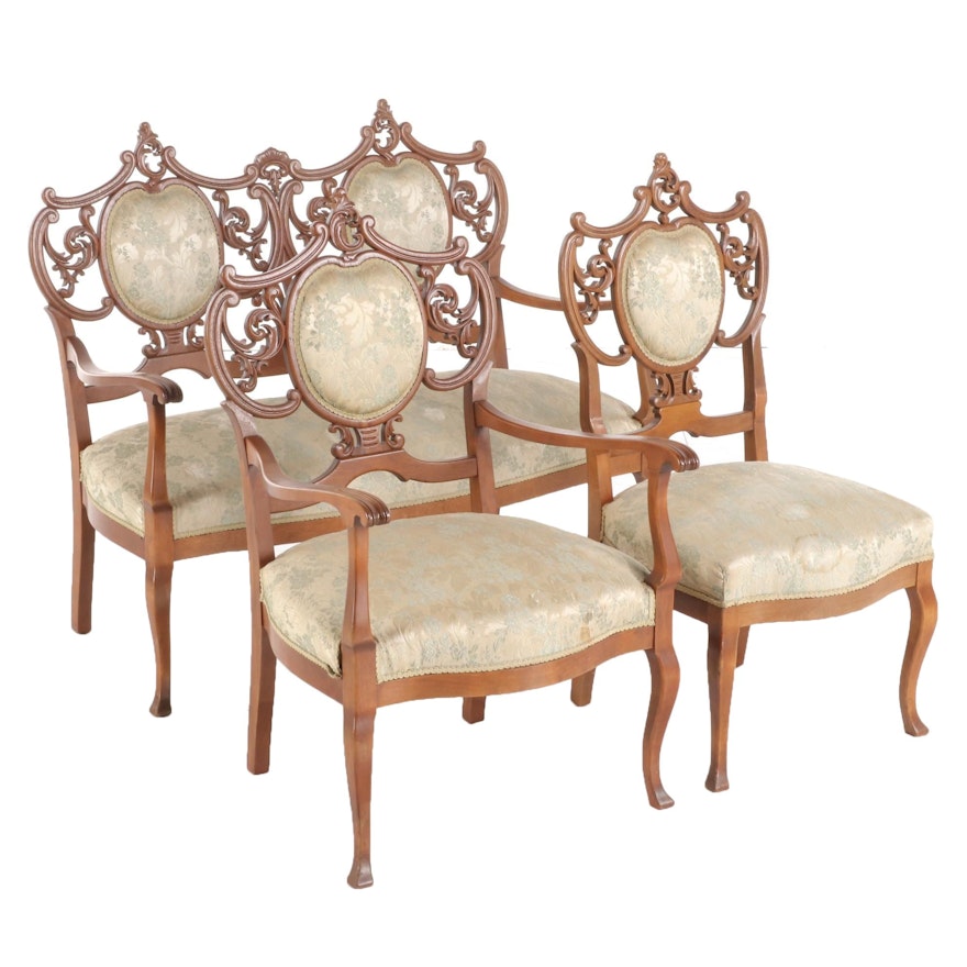 Three-Piece Late Victorian Birch Salon Suite, Late 19th/Early 20th Century