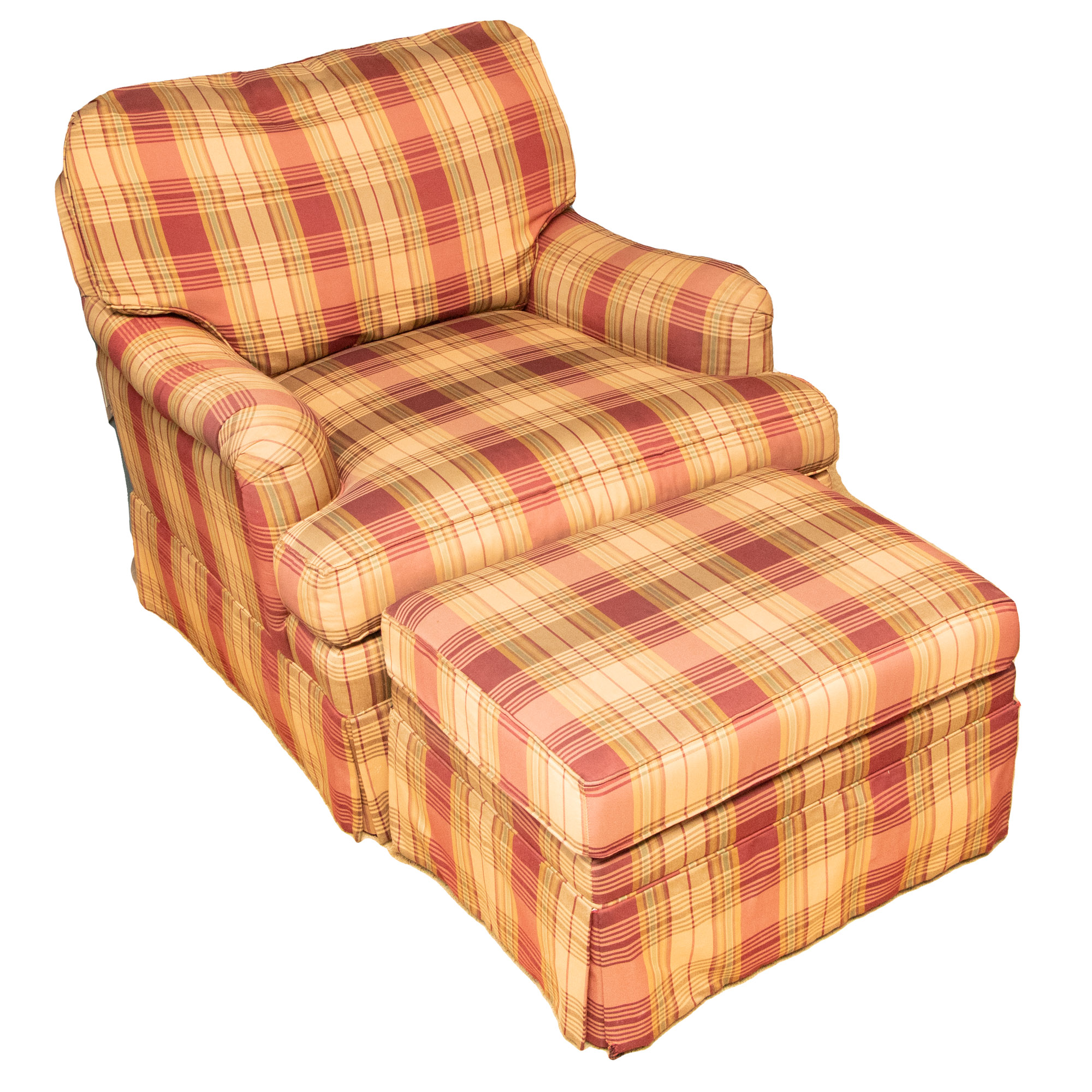 Plaid Lounge Chair and Ottoman