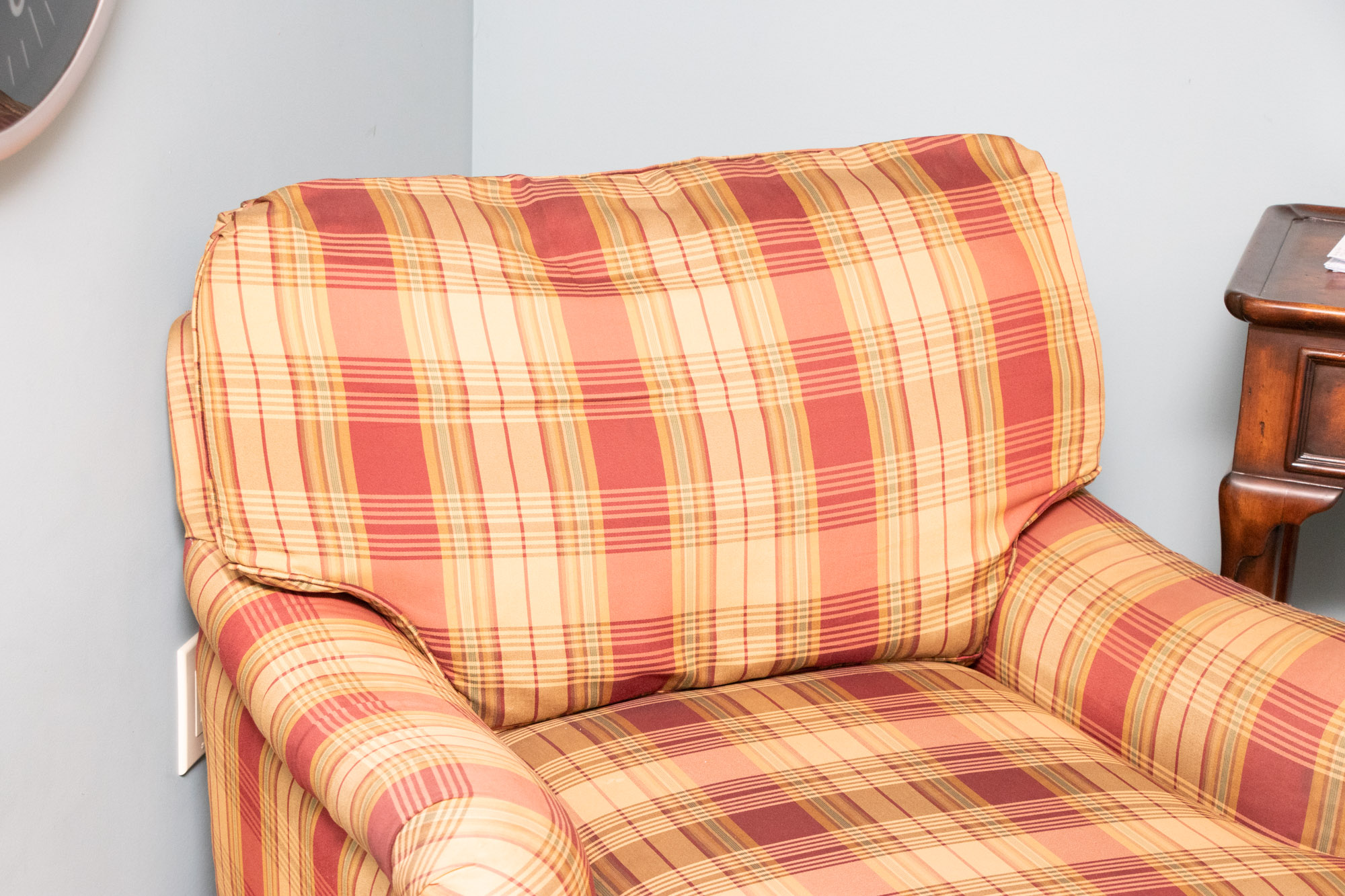 Plaid Lounge Chair and Ottoman