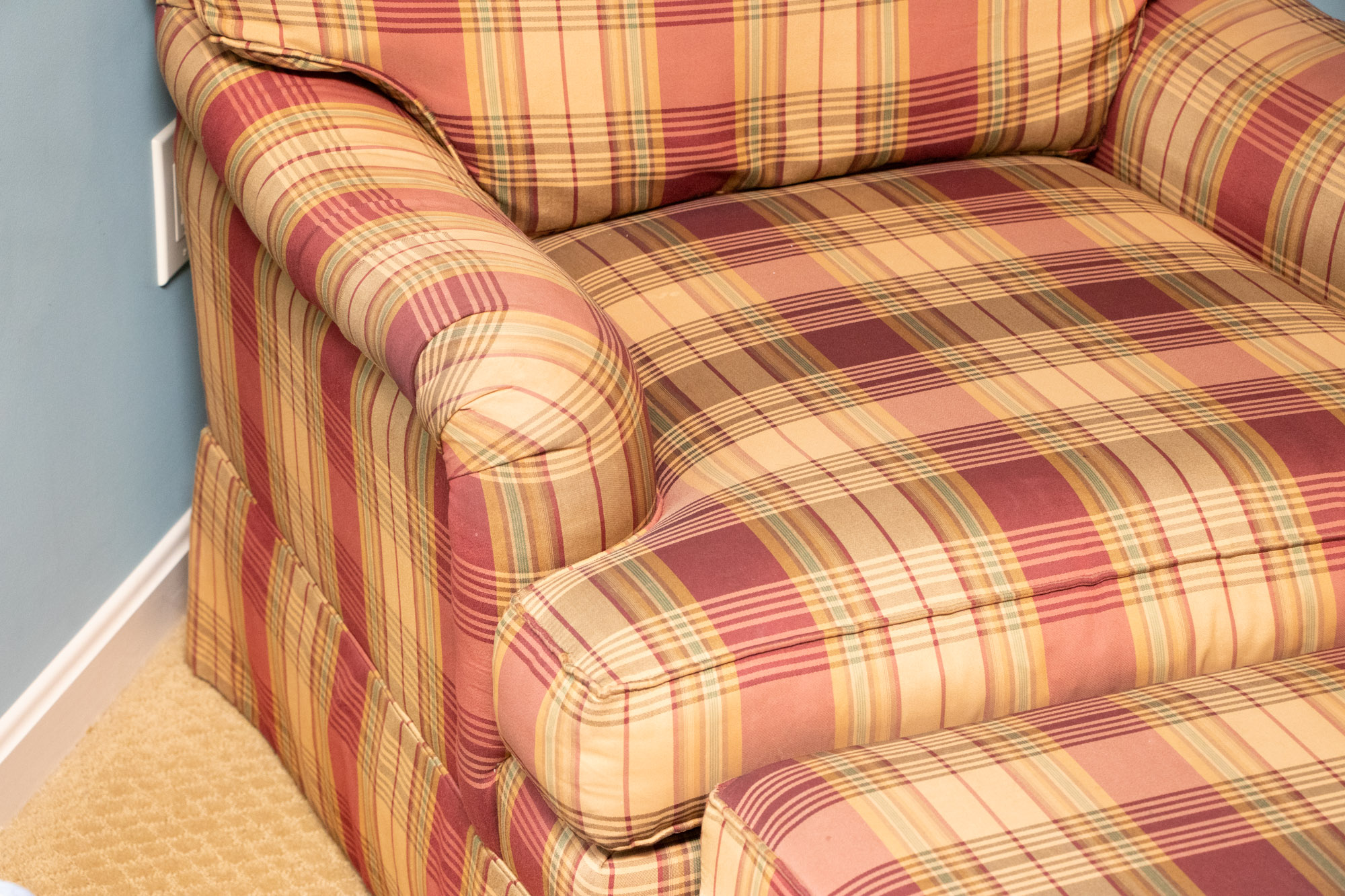 Plaid Lounge Chair and Ottoman