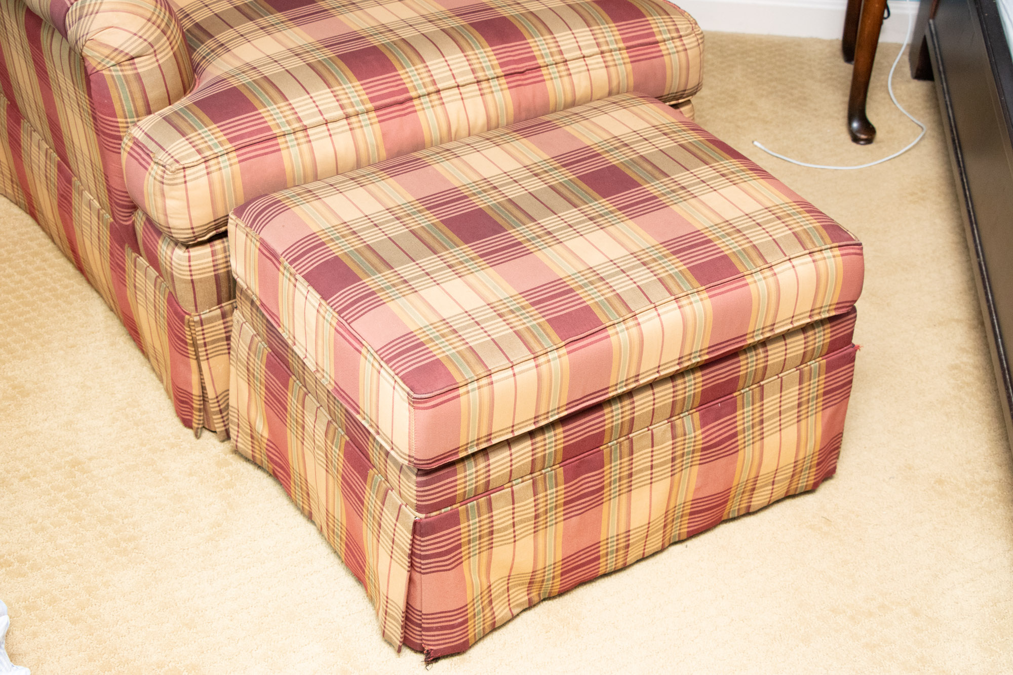 Plaid Lounge Chair and Ottoman