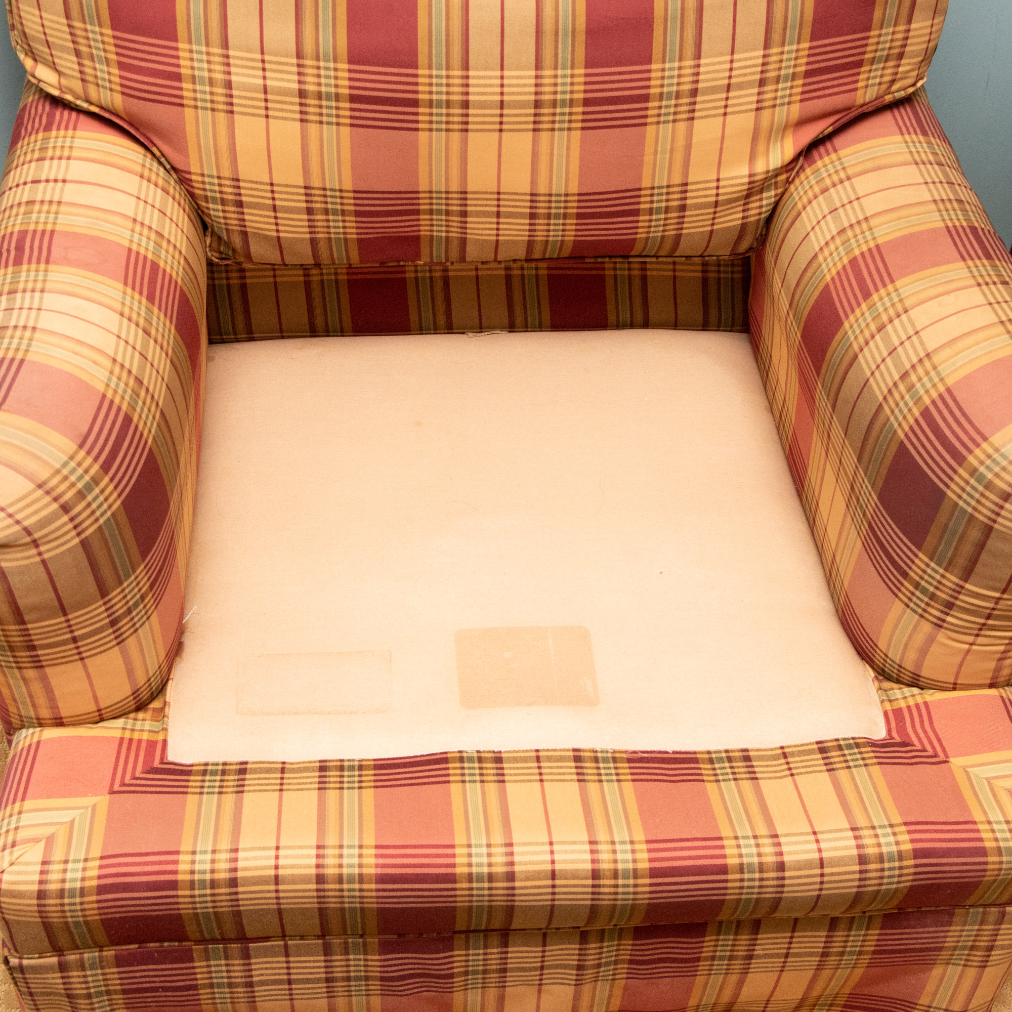 Plaid Lounge Chair and Ottoman