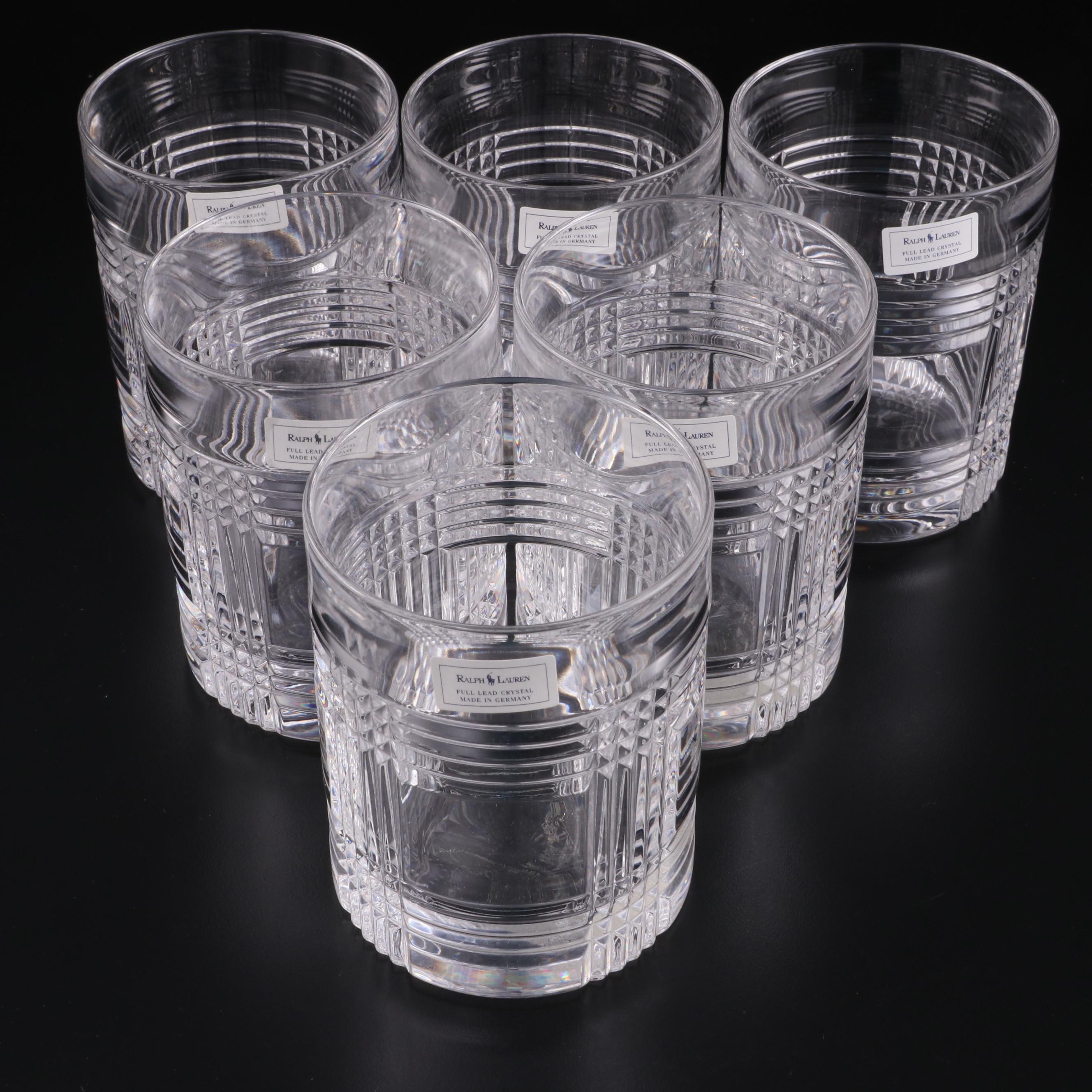 Ralph Lauren "Glen Plaid" Crystal Double Old Fashioned Glasses