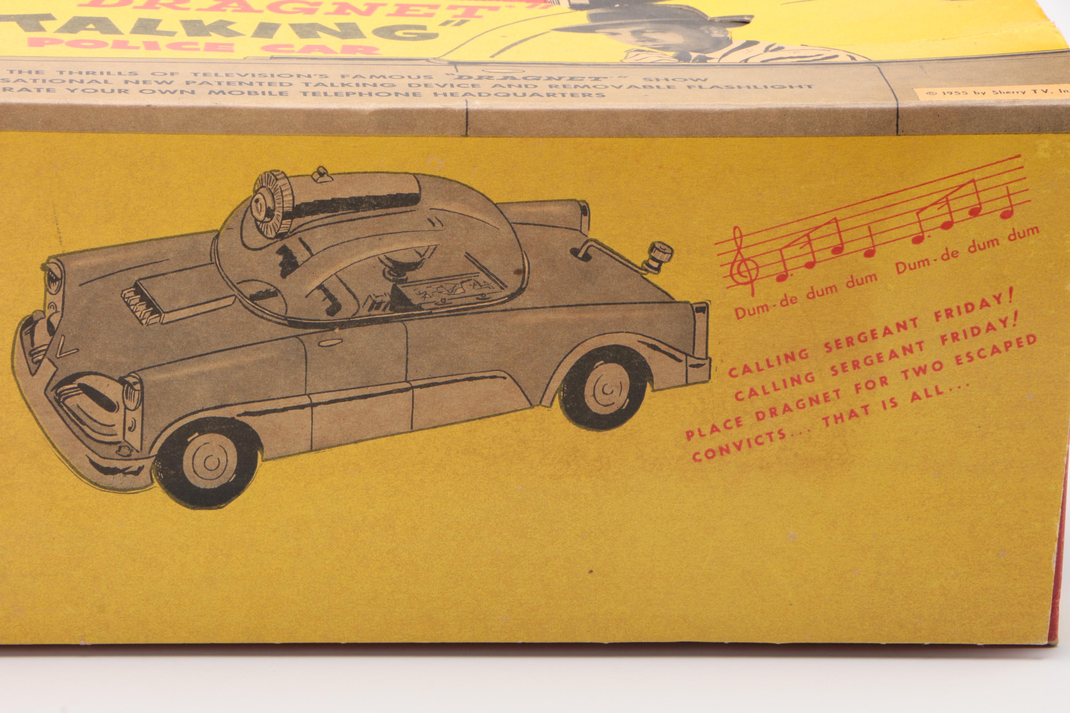 Ideal Jack Webb "Dragnet" Talking Police Car in Original Packaging, 1955