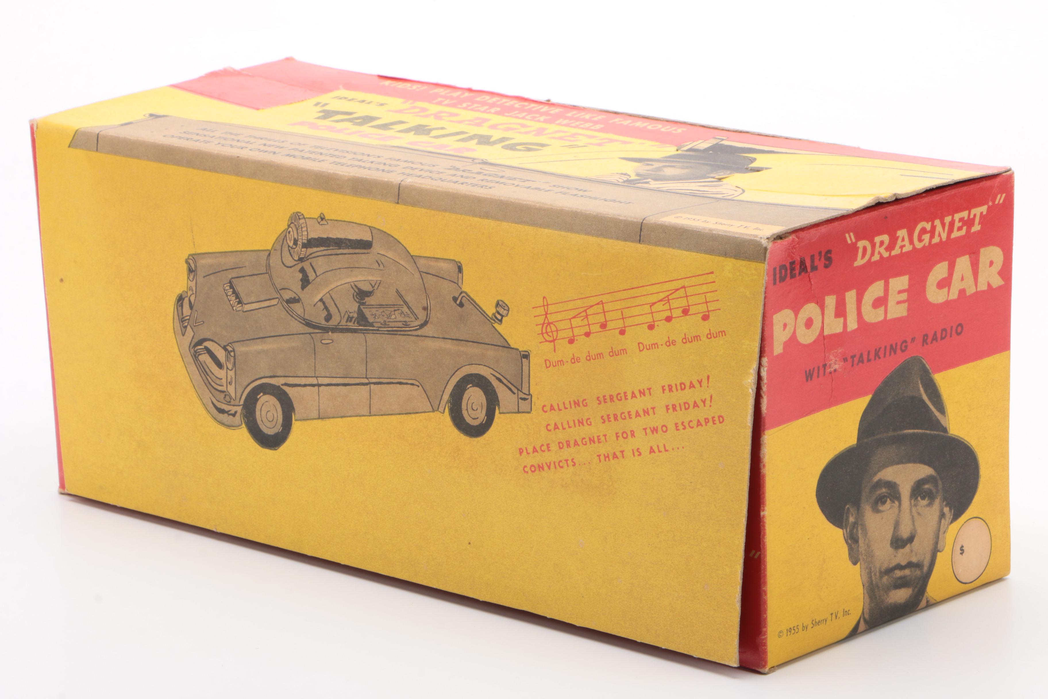 Ideal Jack Webb "Dragnet" Talking Police Car in Original Packaging, 1955