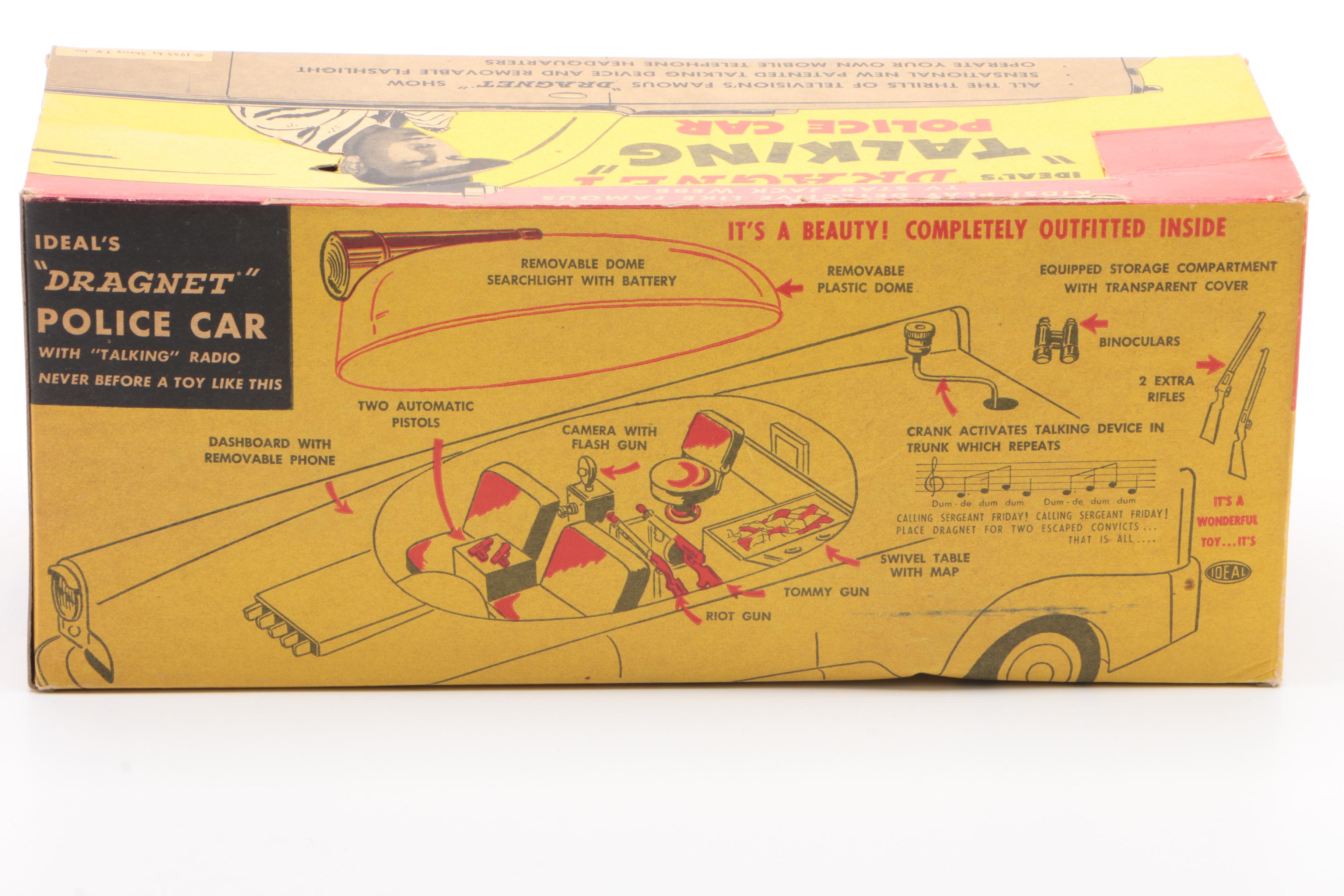 Ideal Jack Webb "Dragnet" Talking Police Car in Original Packaging, 1955