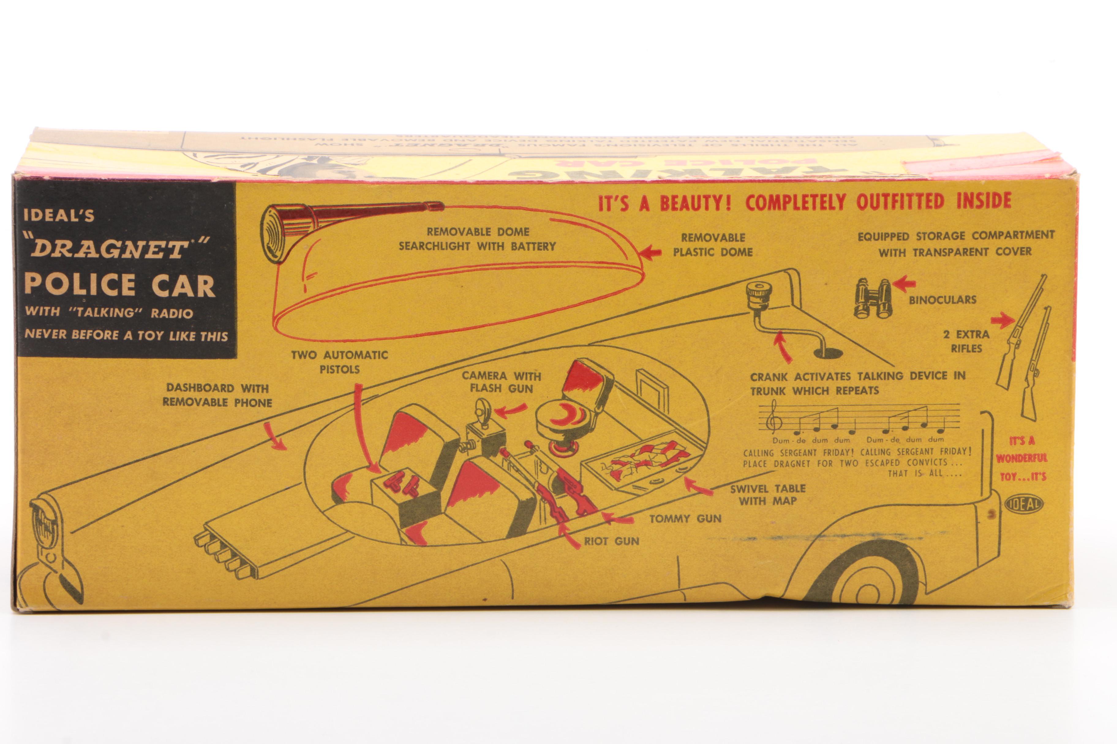 Ideal Jack Webb "Dragnet" Talking Police Car in Original Packaging, 1955