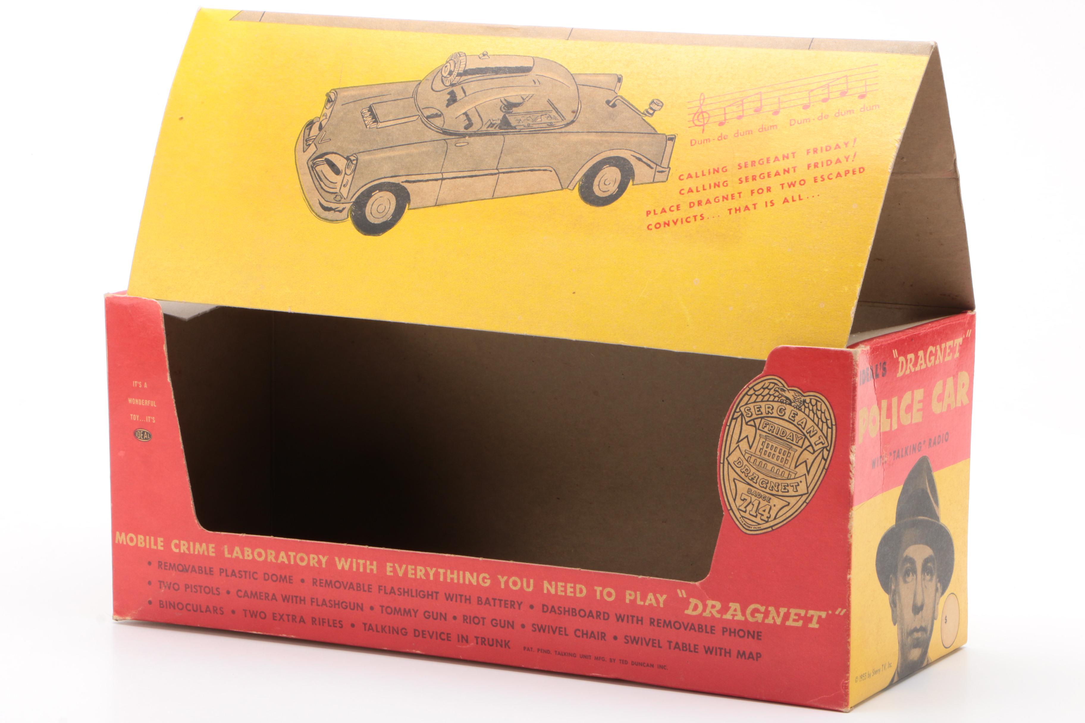 Ideal Jack Webb "Dragnet" Talking Police Car in Original Packaging, 1955