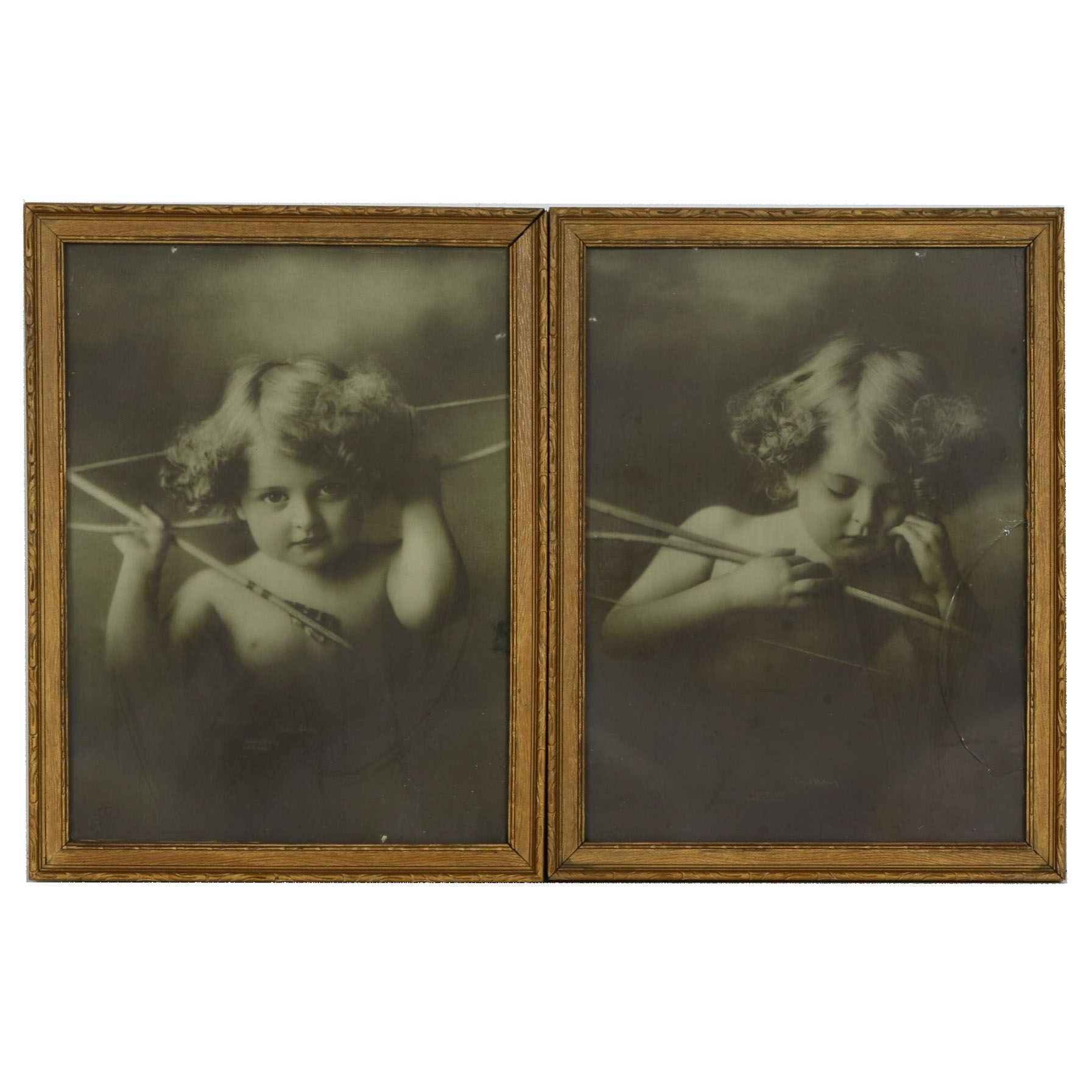 M.B. Parkinson Half-Tone Prints "Cupid Awake" and "Cupid Asleep", c. 1900