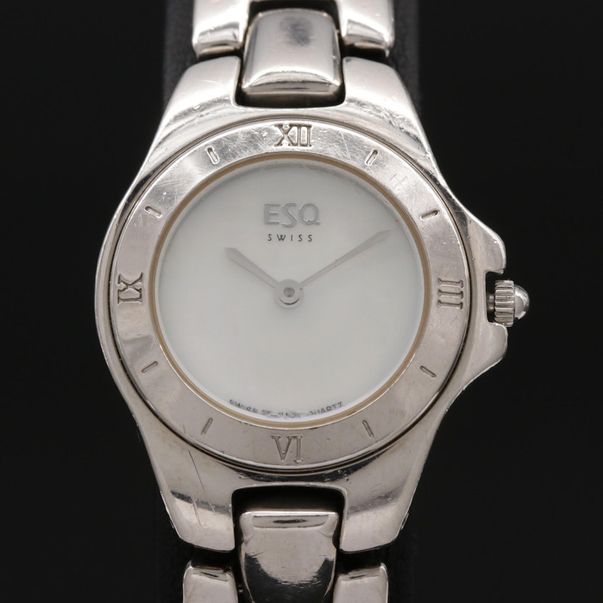 ESQ Stainless Steel and Mother of Pearl Dial Quartz Wristwatch