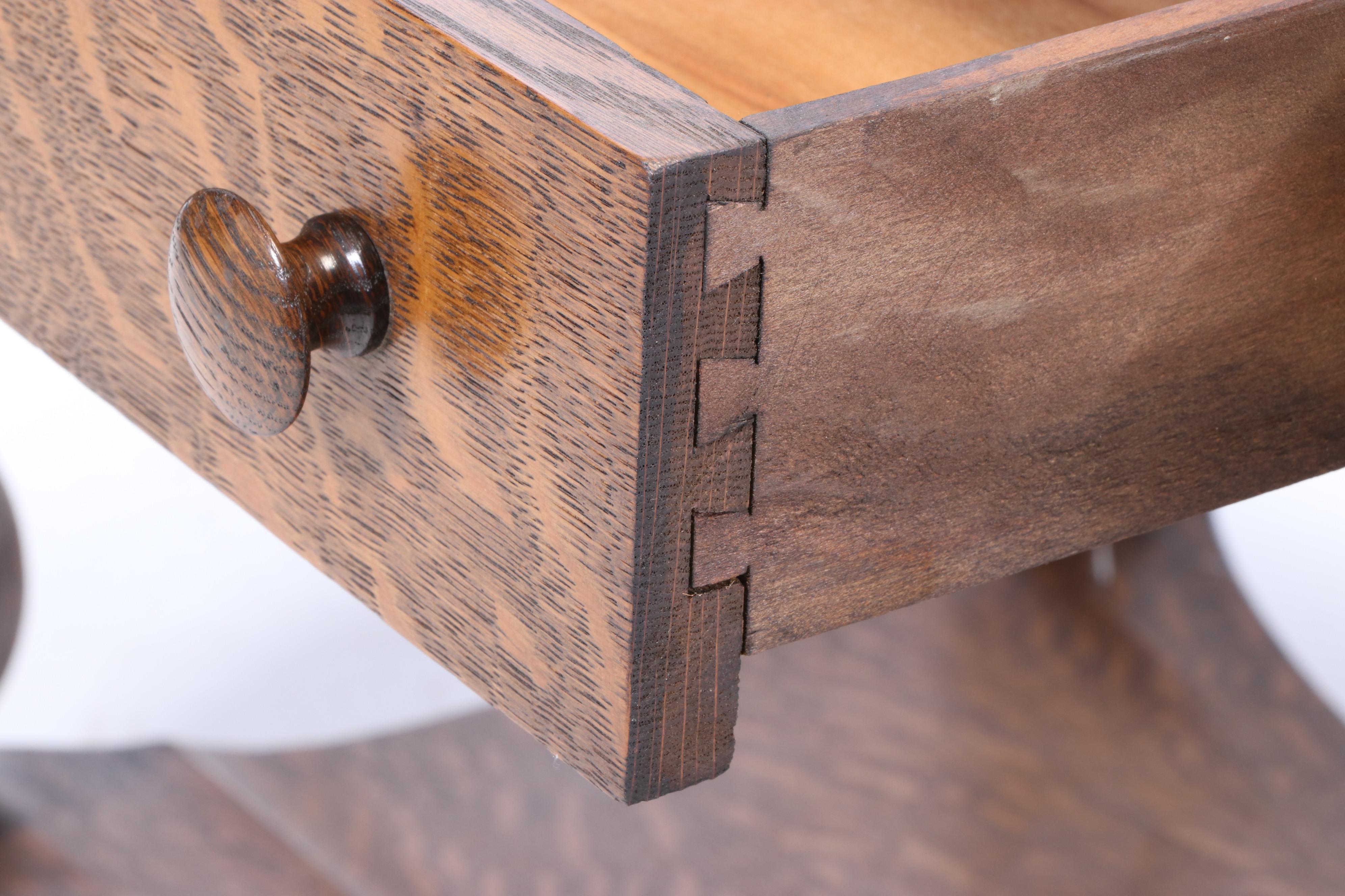 Empire Style Oak Library Table, Early 20th Century