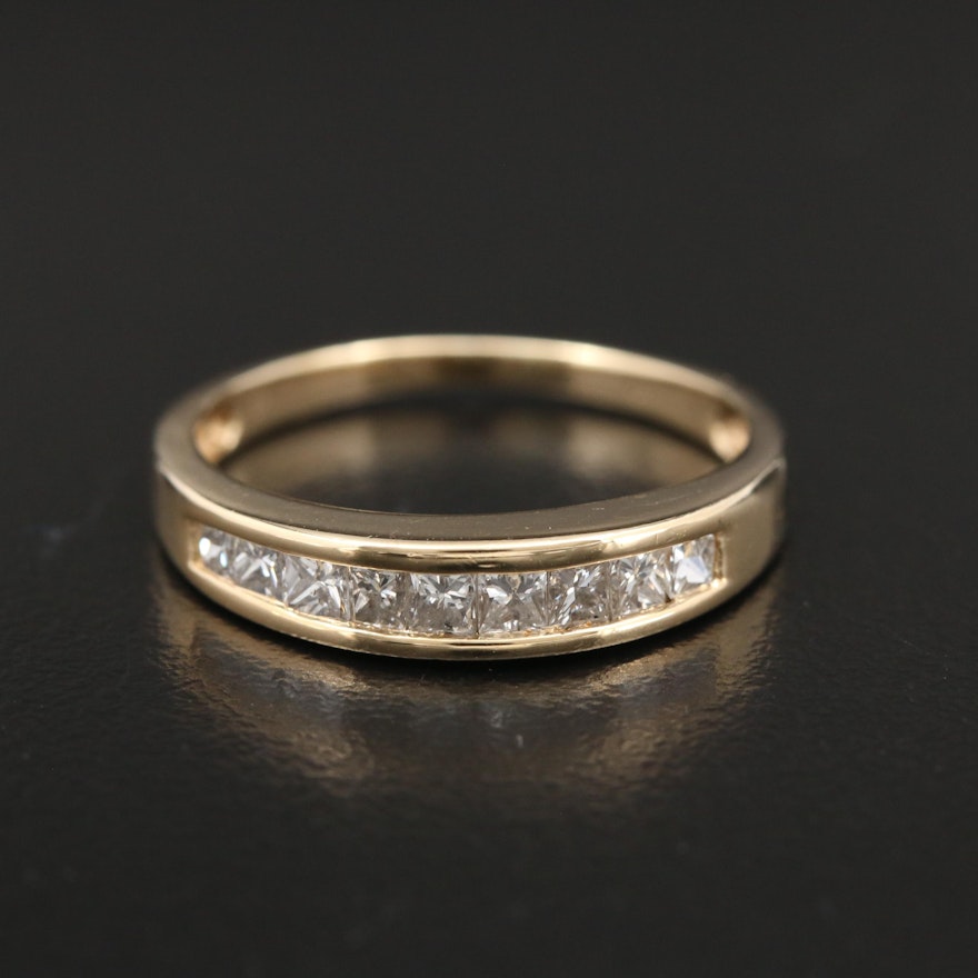 14K Gold Diamond Channel Band