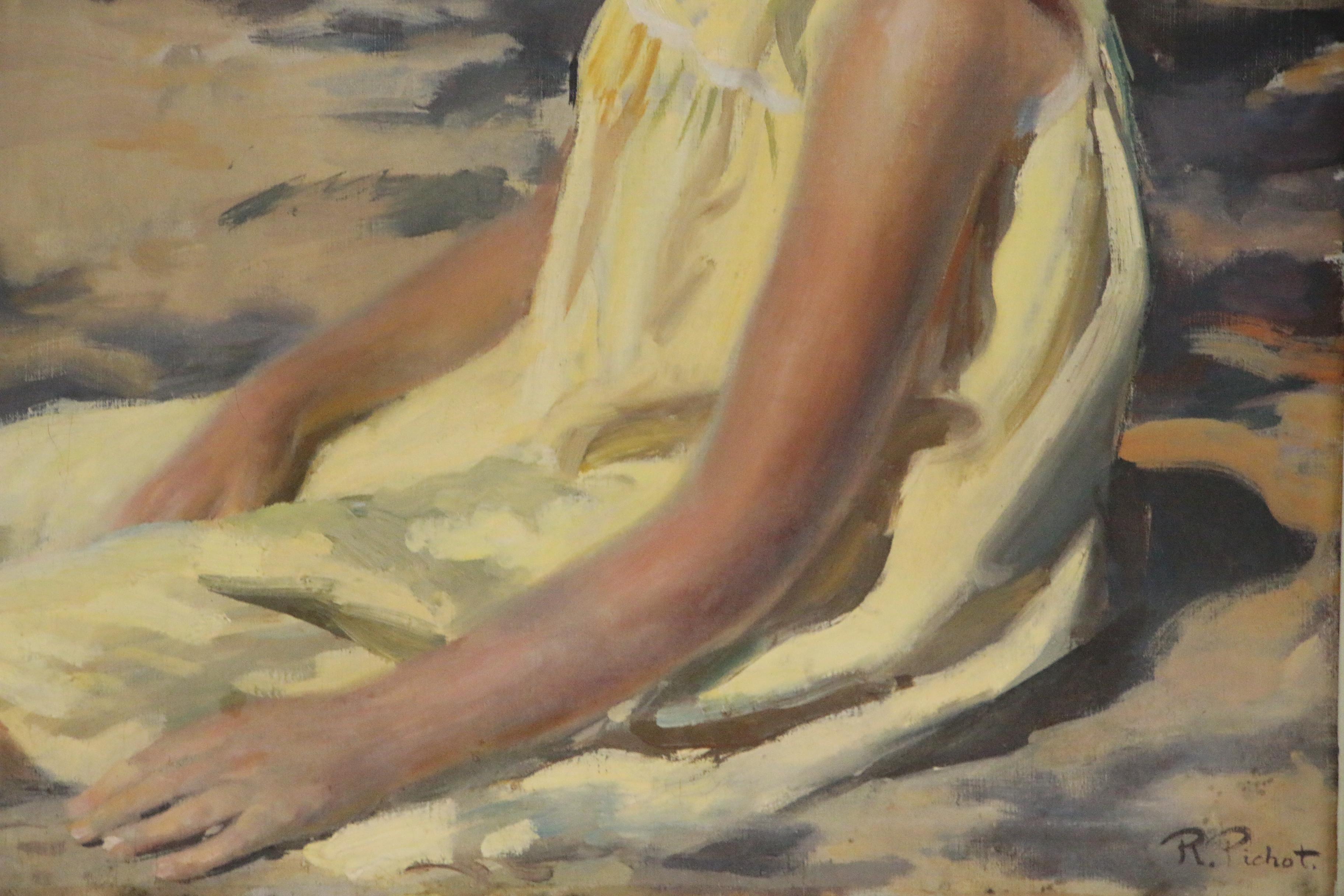 Ramón Pichot i Soler Impressionist Style Portrait Oil Painting, Mid-20th Century