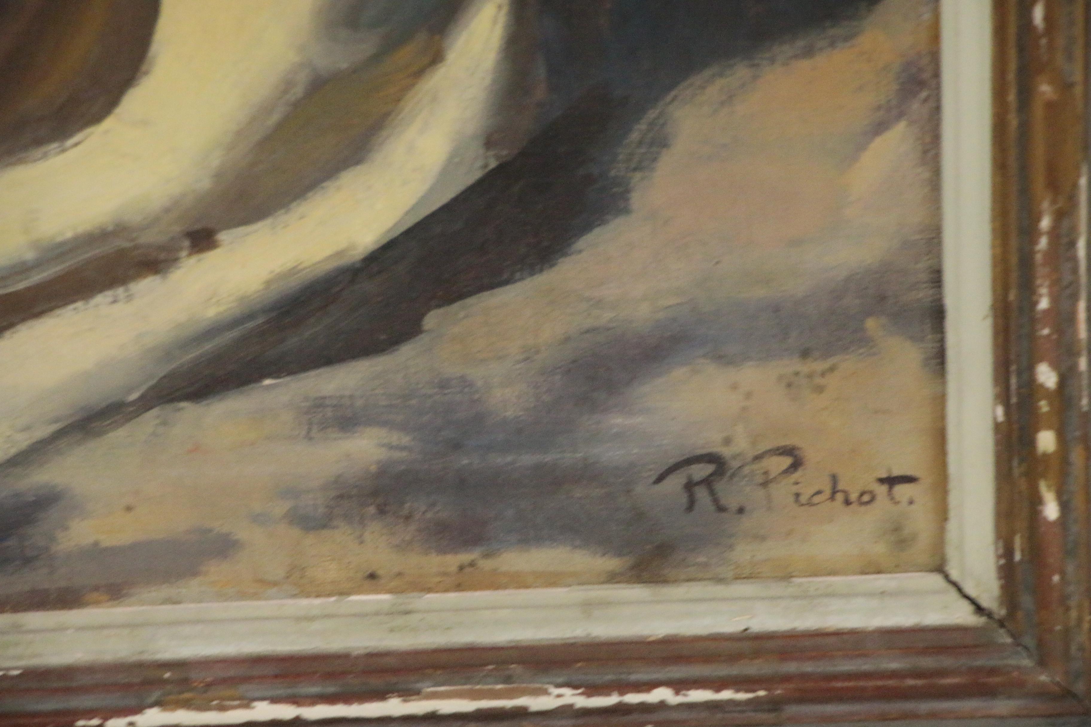 Ramón Pichot i Soler Impressionist Style Portrait Oil Painting, Mid-20th Century