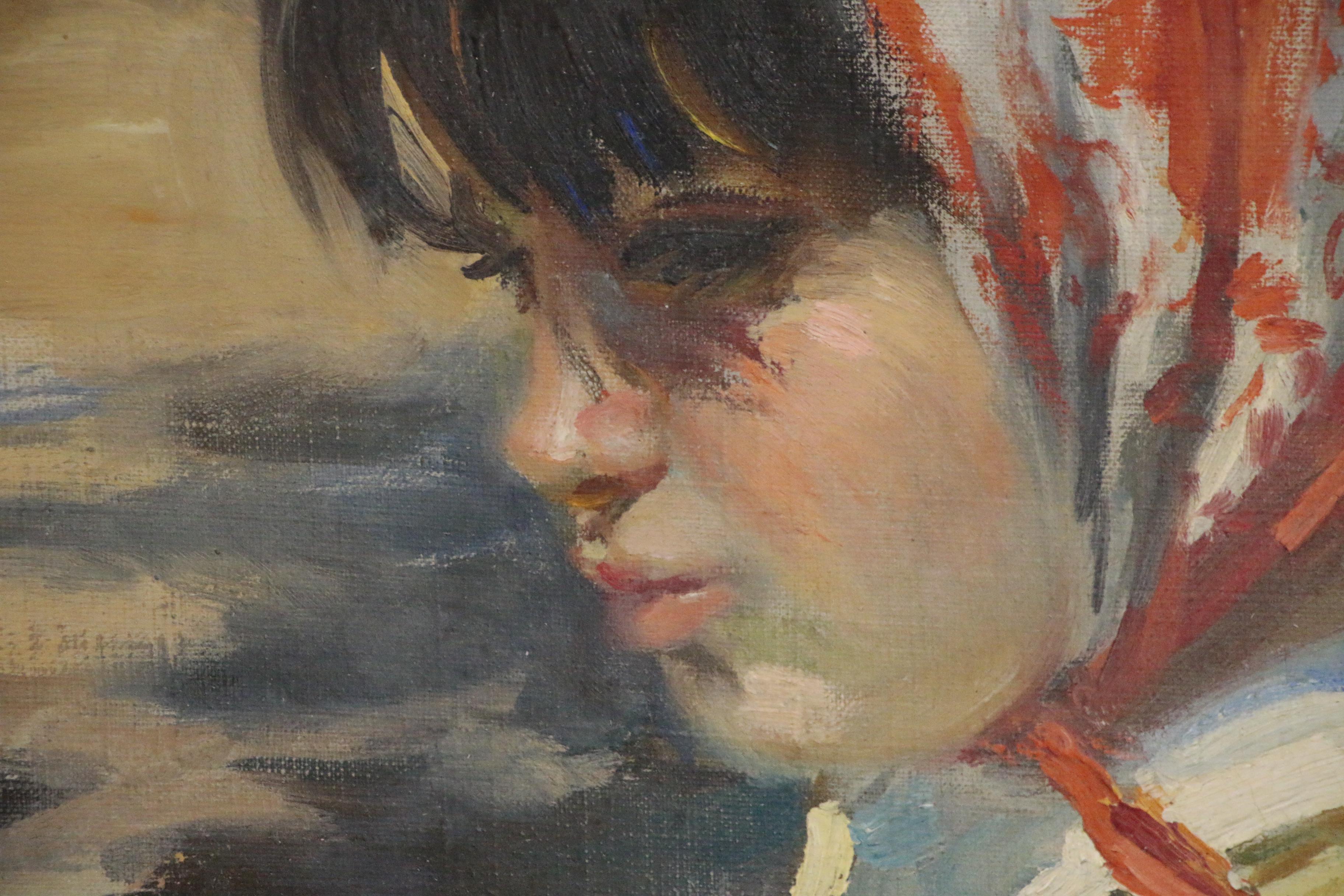 Ramón Pichot i Soler Impressionist Style Portrait Oil Painting, Mid-20th Century