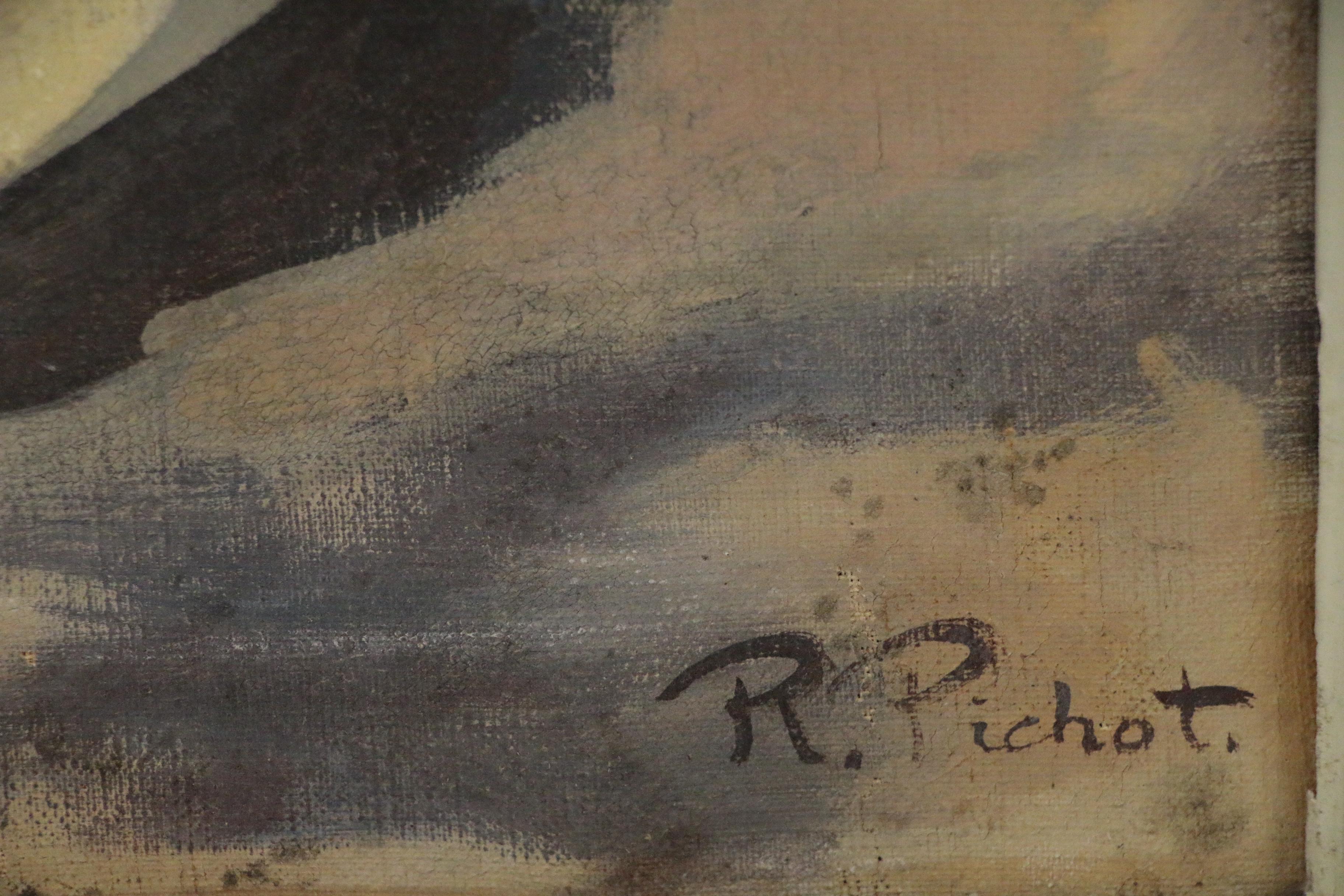 Ramón Pichot i Soler Impressionist Style Portrait Oil Painting, Mid-20th Century