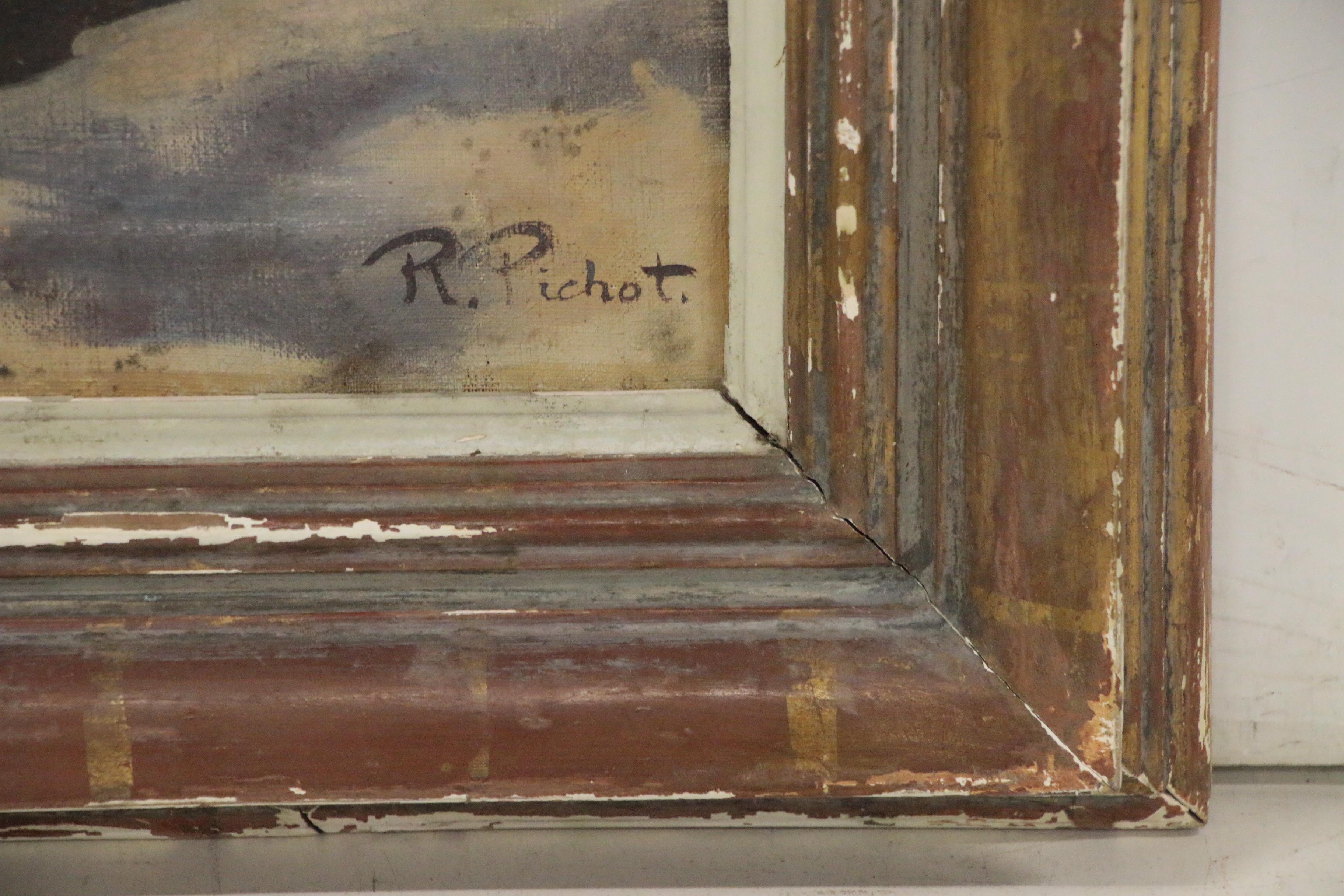 Ramón Pichot i Soler Impressionist Style Portrait Oil Painting, Mid-20th Century