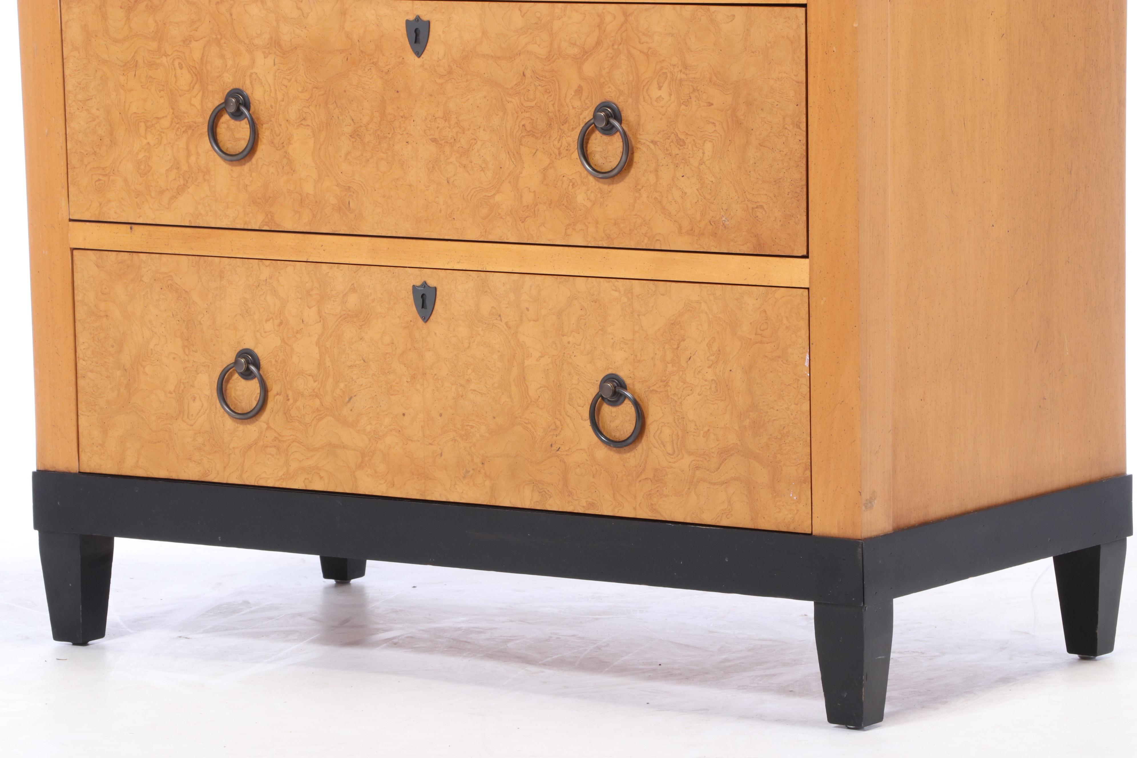 Baker Furniture Biedermeier Style Burl Wood Chest of Drawers