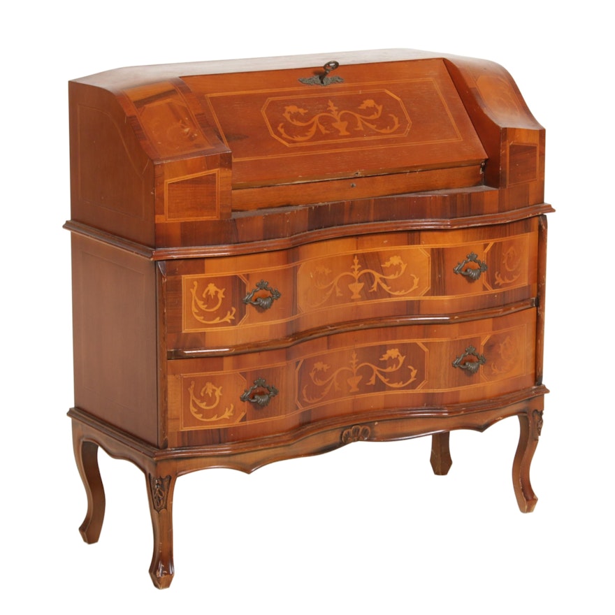 Italian Walnut and Marquetry Bureau