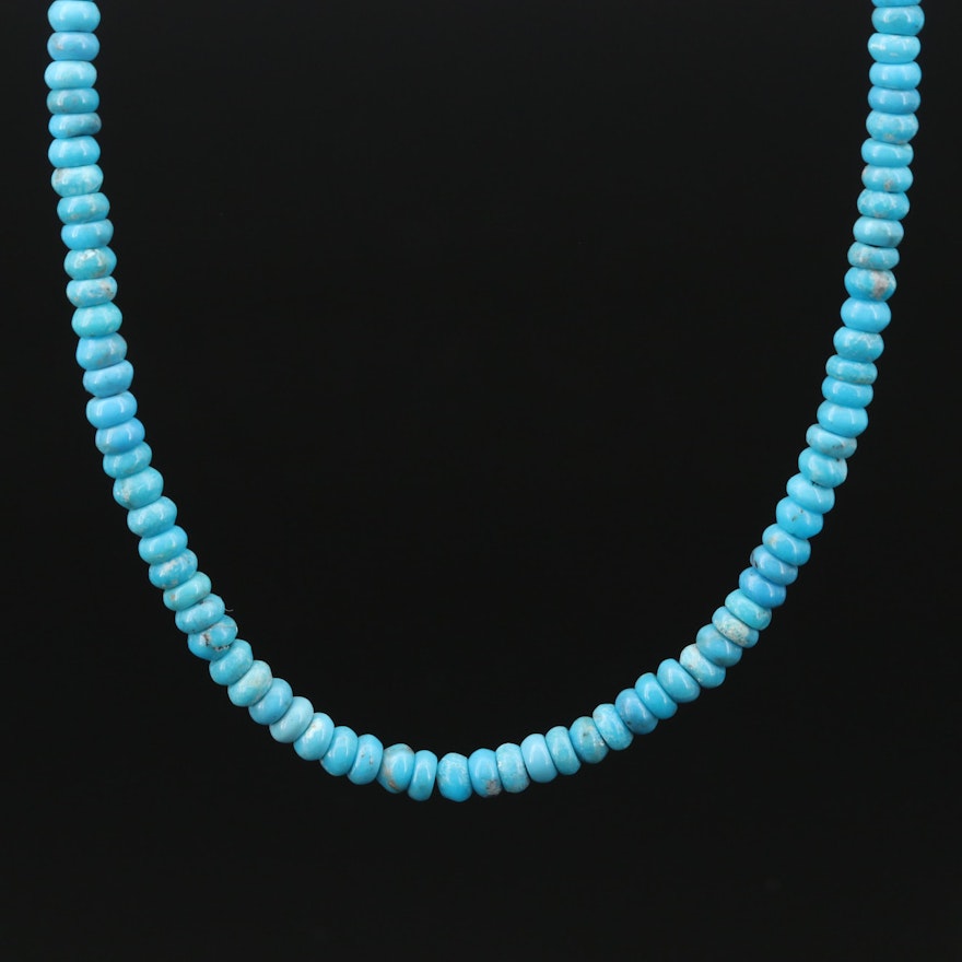 Turquoise Beaded Necklace with 14K Clasp